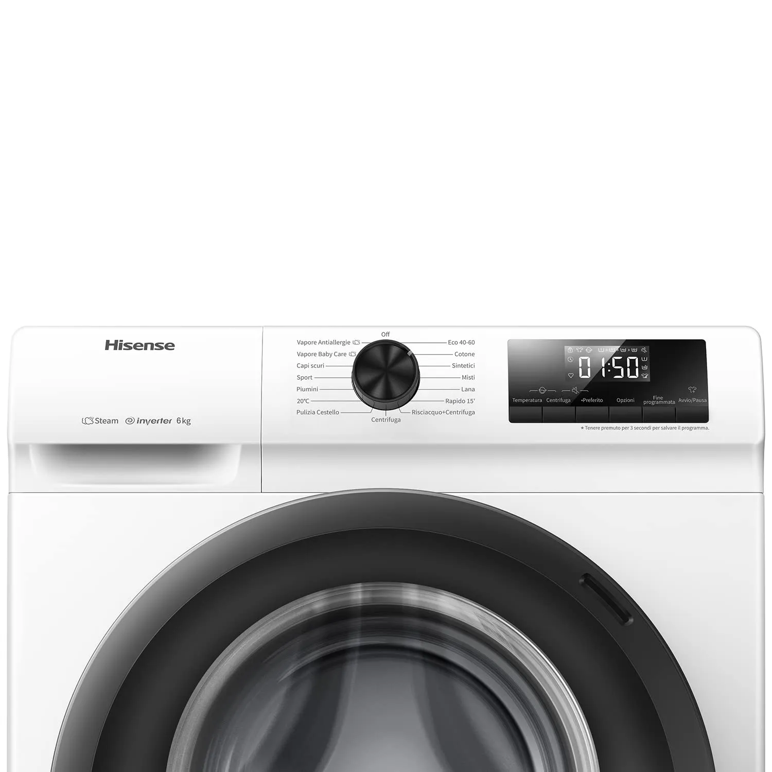 Hisense WFQE6012EVM Lavatrice Slim a Carica Frontale 6 kg Classe A, White/Black - immagine 9