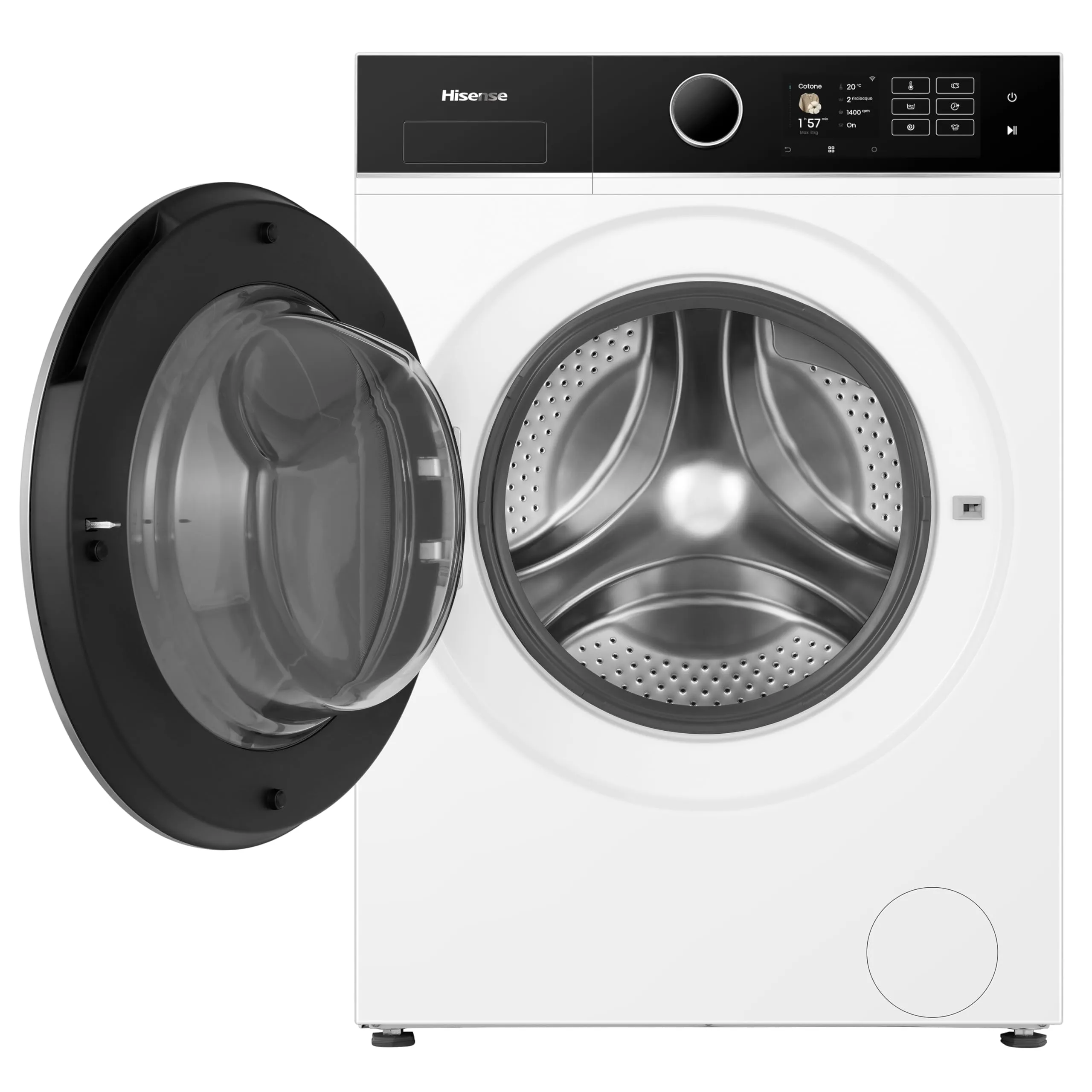 Hisense WF5I8043BWF Lavatrice Slim a Carica Frontale 8 kg, Classe A-30%, 1400 rpm, Vapore, Refresh, Display Touch - immagine 11