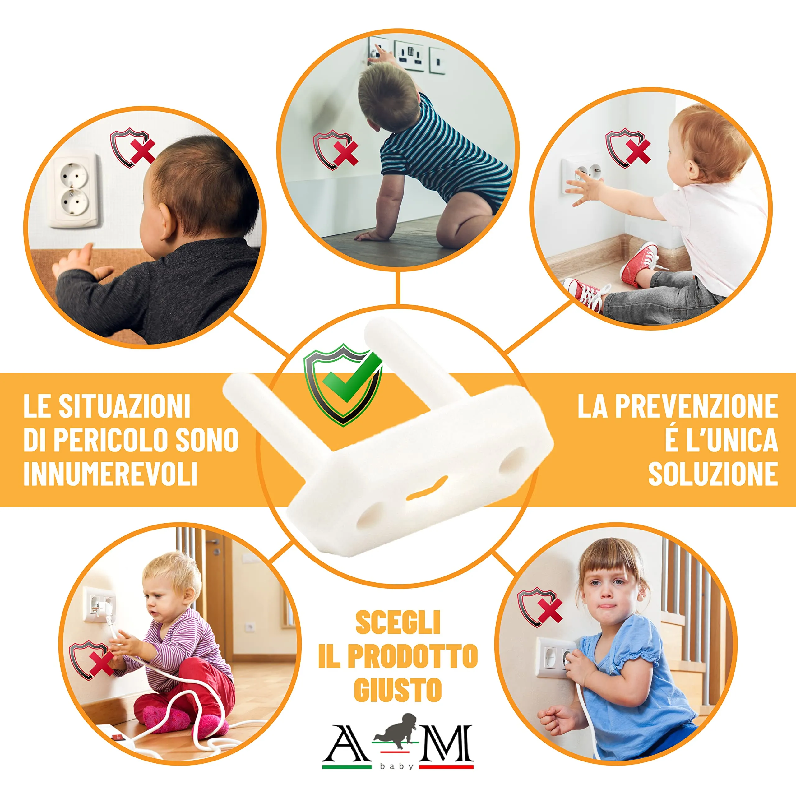 A&M Italia Copriprese per Bambini, 20 Pezzi in ABS Certificato EN-71 con 2 Chiavi - immagine 4