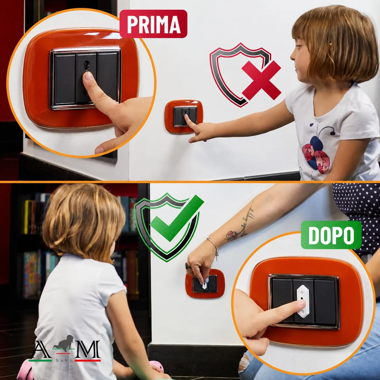 A&M Italia Copriprese per Bambini, 20 Pezzi in ABS Certificato EN-71 con 2 Chiavi - immagine 5
