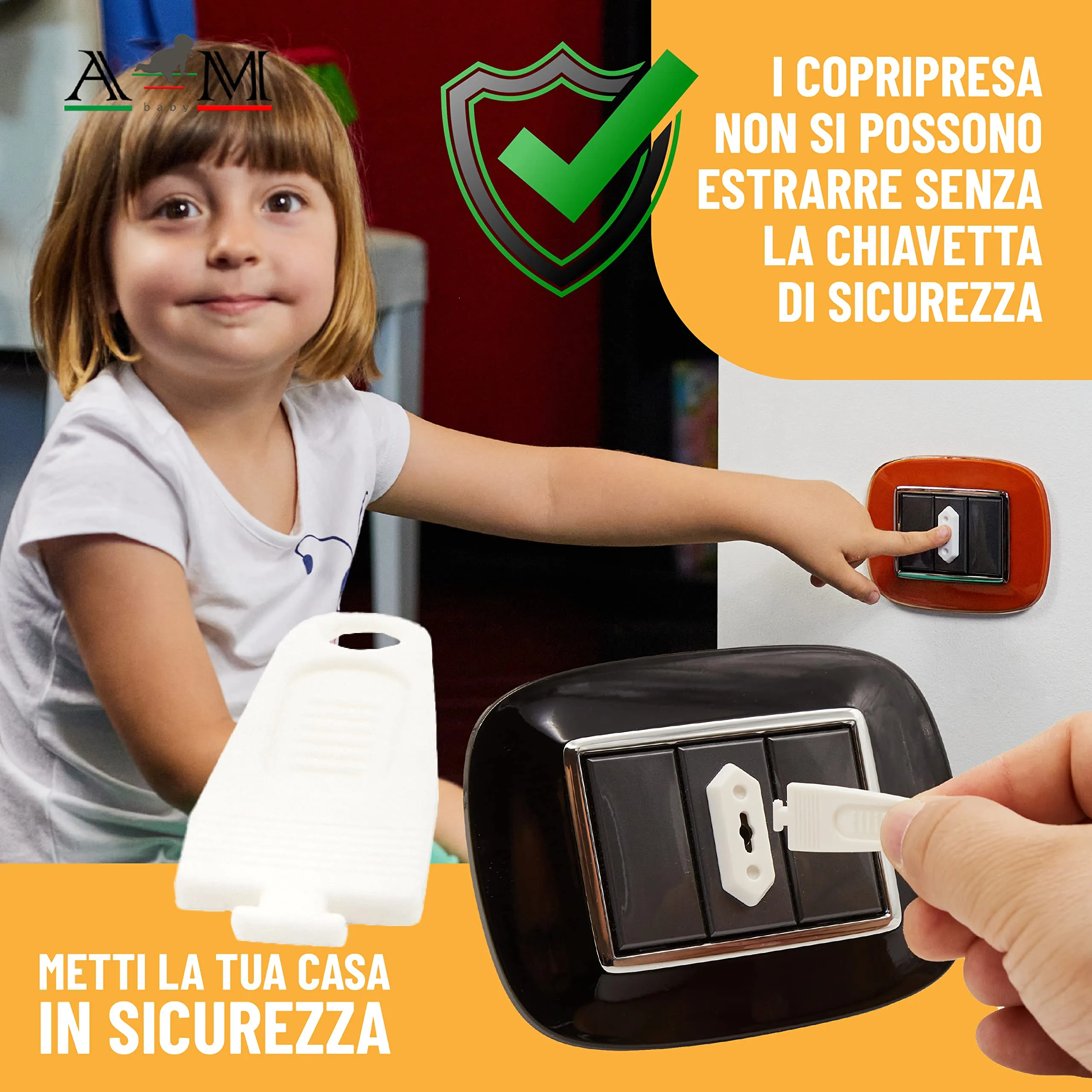 A&M Italia Copriprese per Bambini, 20 Pezzi in ABS Certificato EN-71 con 2 Chiavi - immagine 6