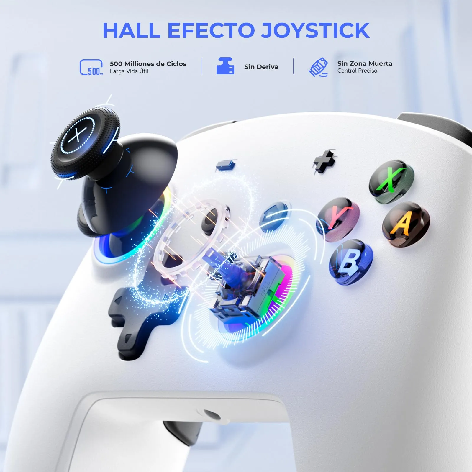 ECHTPower 2026 Pro Controller for Switch 2, Switch 1, PC, iOS, Android - Hall Effect Joysticks, Turbo Function, Programmable Back Buttons, RGB Lighting, Vibration and Gyroscope - immagine 3