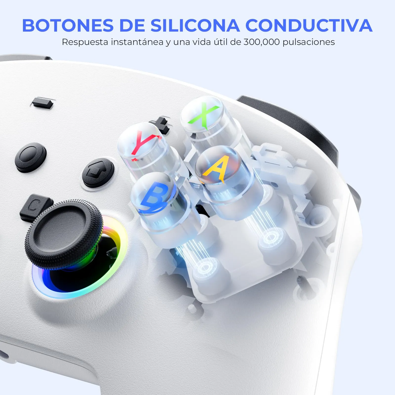 ECHTPower 2026 Pro Controller for Switch 2, Switch 1, PC, iOS, Android - Hall Effect Joysticks, Turbo Function, Programmable Back Buttons, RGB Lighting, Vibration and Gyroscope - immagine 4