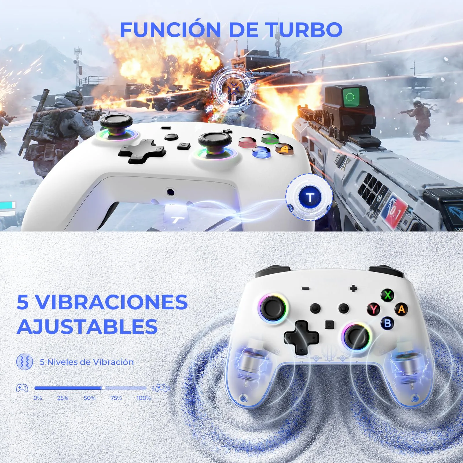 ECHTPower 2026 Pro Controller for Switch 2, Switch 1, PC, iOS, Android - Hall Effect Joysticks, Turbo Function, Programmable Back Buttons, RGB Lighting, Vibration and Gyroscope - immagine 6