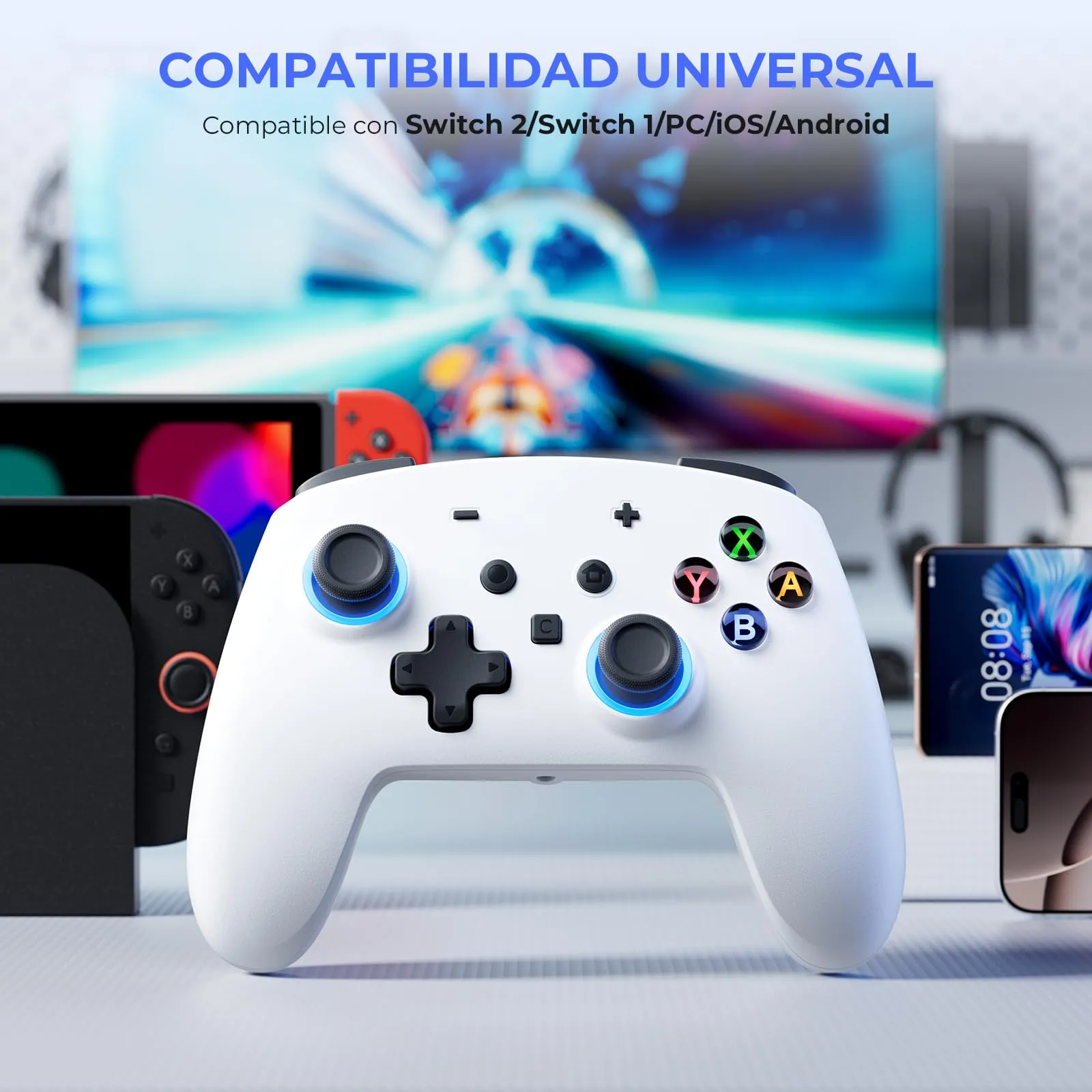 ECHTPower 2026 Pro Controller for Switch 2, Switch 1, PC, iOS, Android - Hall Effect Joysticks, Turbo Function, Programmable Back Buttons, RGB Lighting, Vibration and Gyroscope - immagine 9