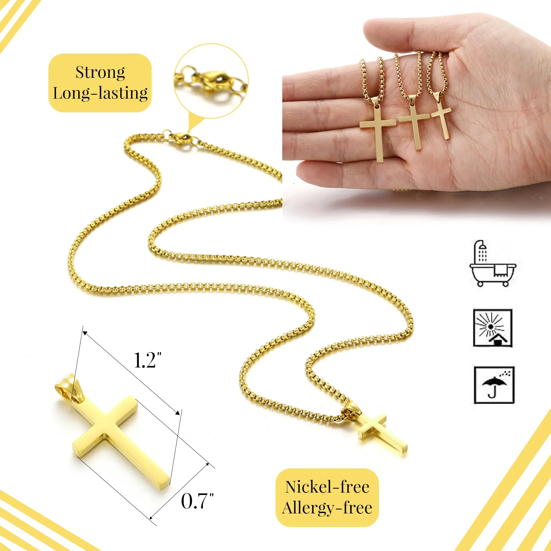 AFSTALR Collana con Croce in Acciaio Inossidabile Argento per Uomo e Donna, 50 cm - immagine 4