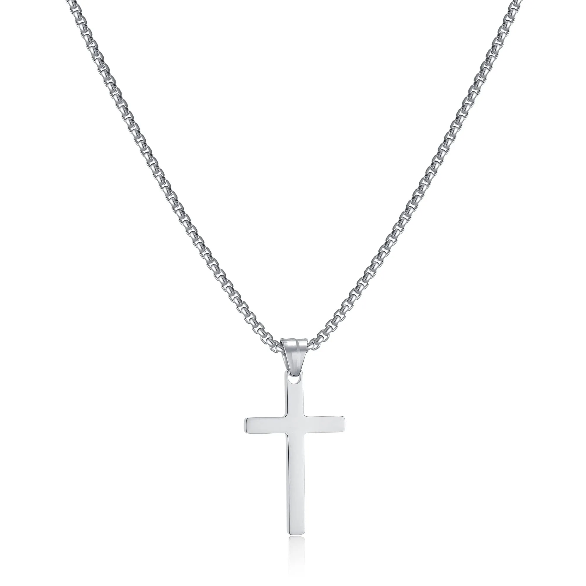 AFSTALR Collana con Croce in Acciaio Inossidabile Argento - immagine 1