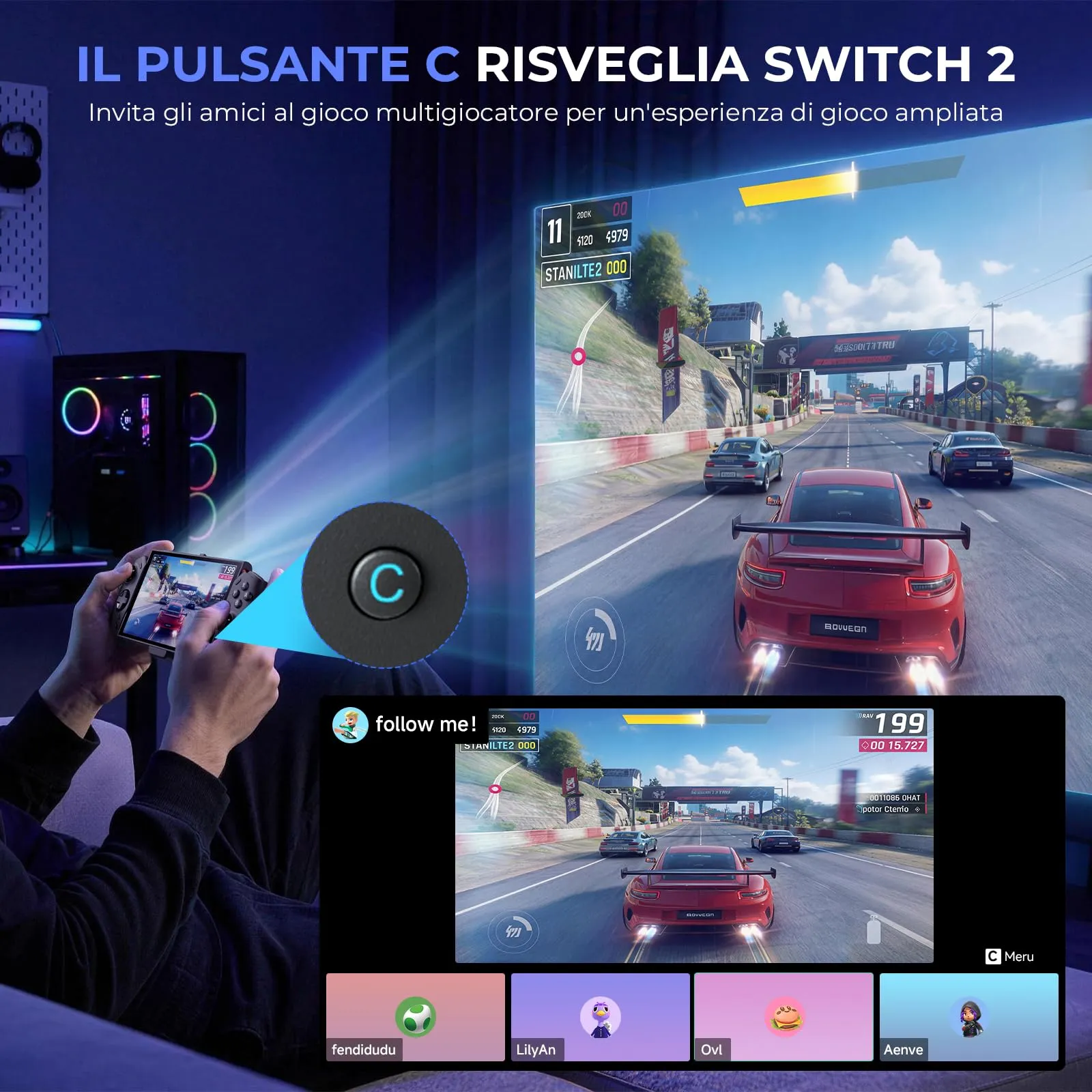 ECHTPower Wireless Gamepad for Switch 2 with Hall Joystick, 9-Axis Gyroscope, Programmable Back Buttons, C Button and Vibration - immagine 2