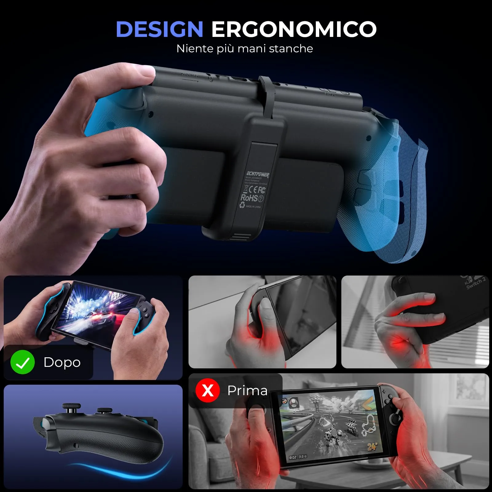 ECHTPower Wireless Gamepad for Switch 2 with Hall Joystick, 9-Axis Gyroscope, Programmable Back Buttons, C Button and Vibration - immagine 5