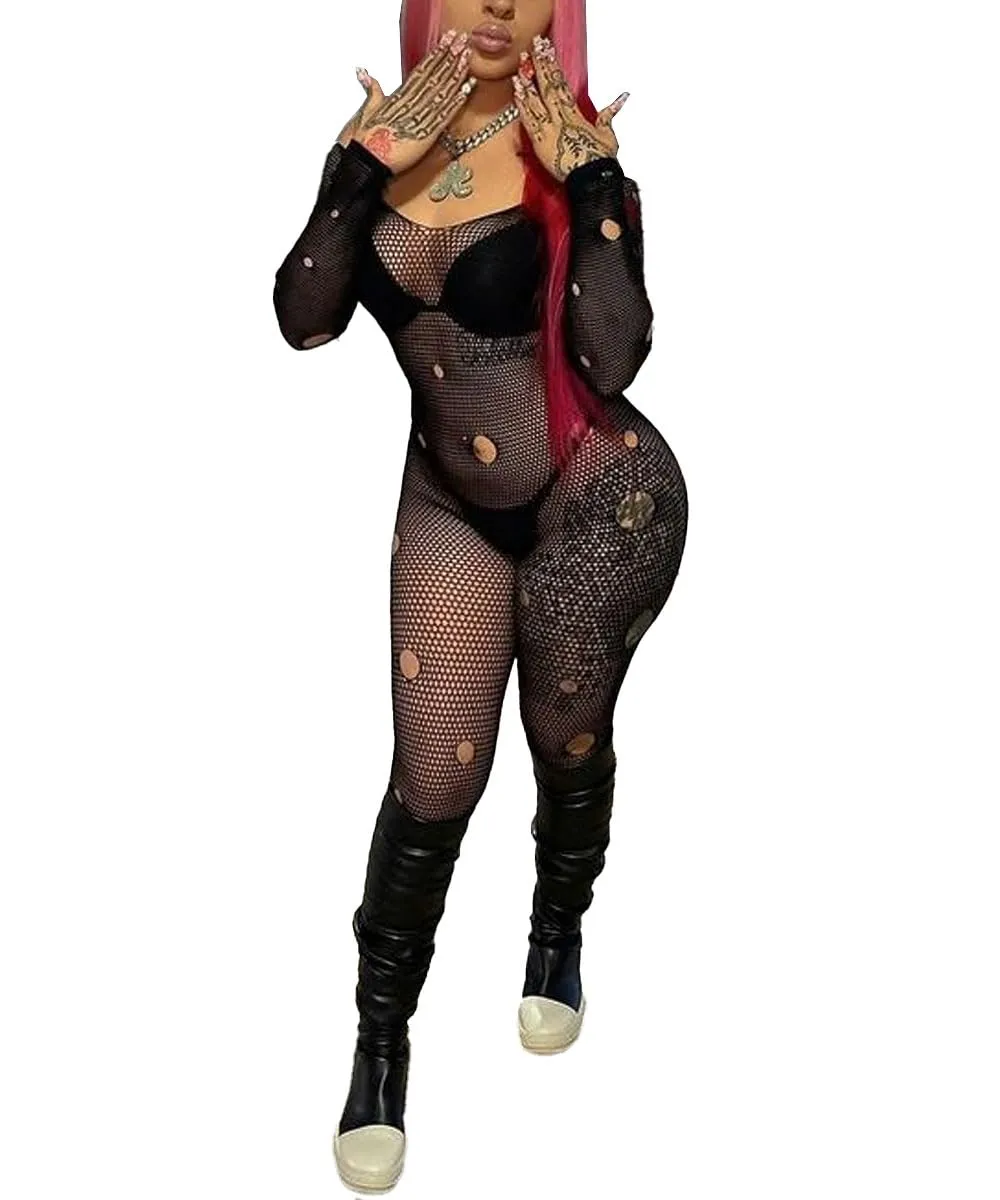 XIUSEMY Bodystocking a rete di pesce per donna (JFPD) - immagine 1