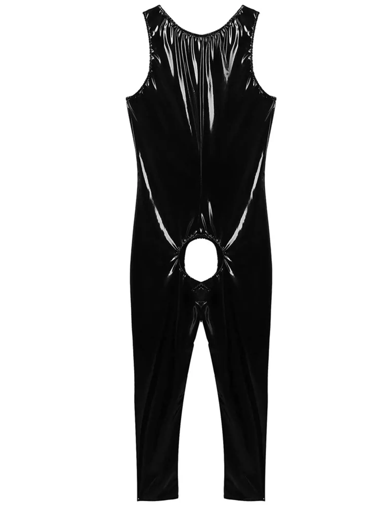 AIEOE Tuta da uomo in pelle lucida PVC con cerniera, slim fit, Nero 03, XL - immagine 6