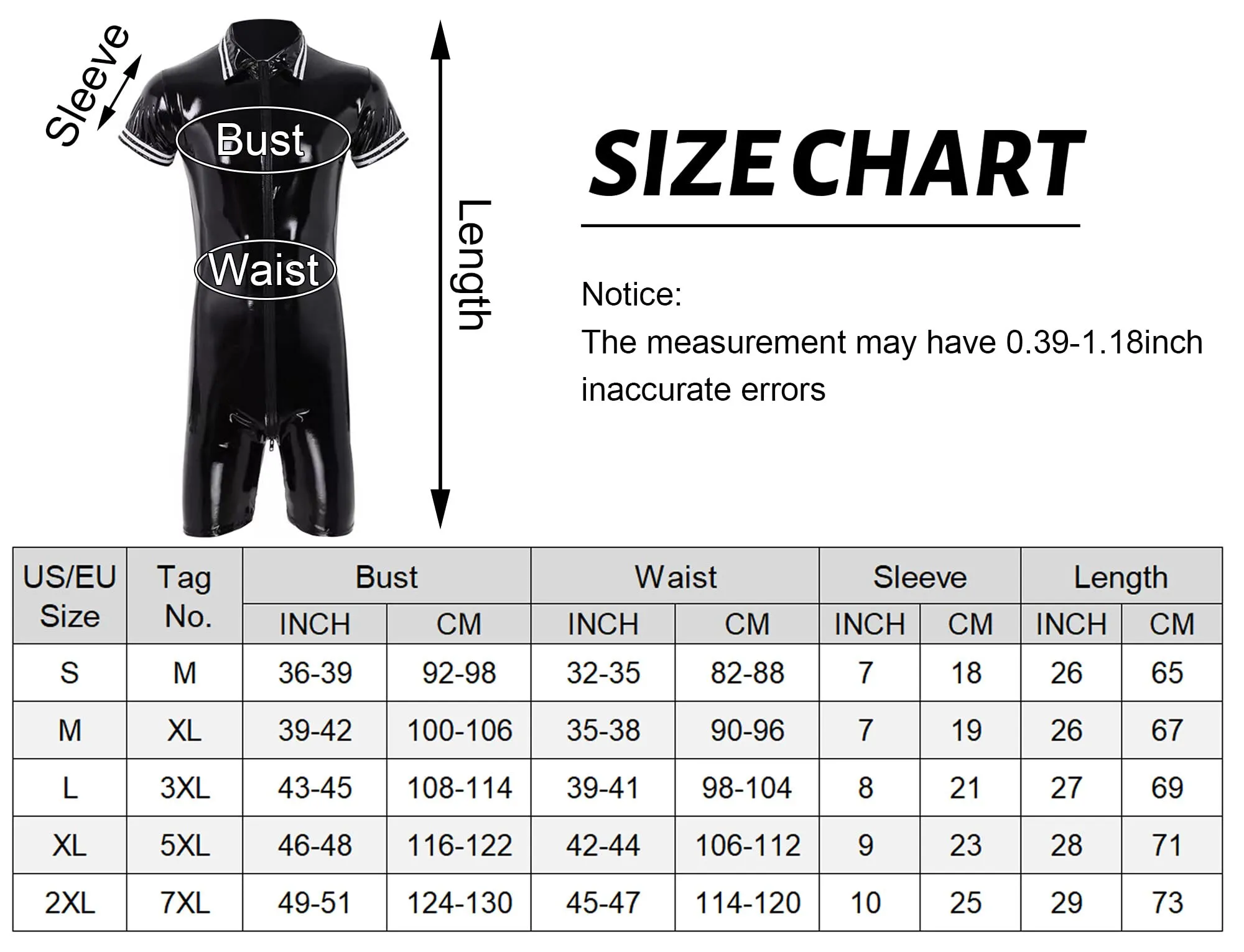 AIEOE Tuta da uomo in pelle verniciata in PVC slim fit, XL - immagine 6
