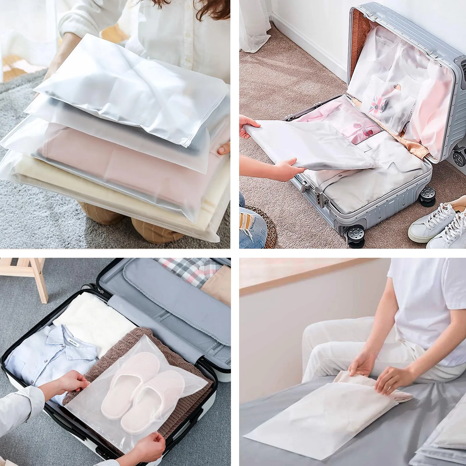 Carehabi Set di 30 Sacchetti Organizzatori da Viaggio Trasparenti con Cerniera, 40 x 30 cm e 45 x 30 cm - immagine 2