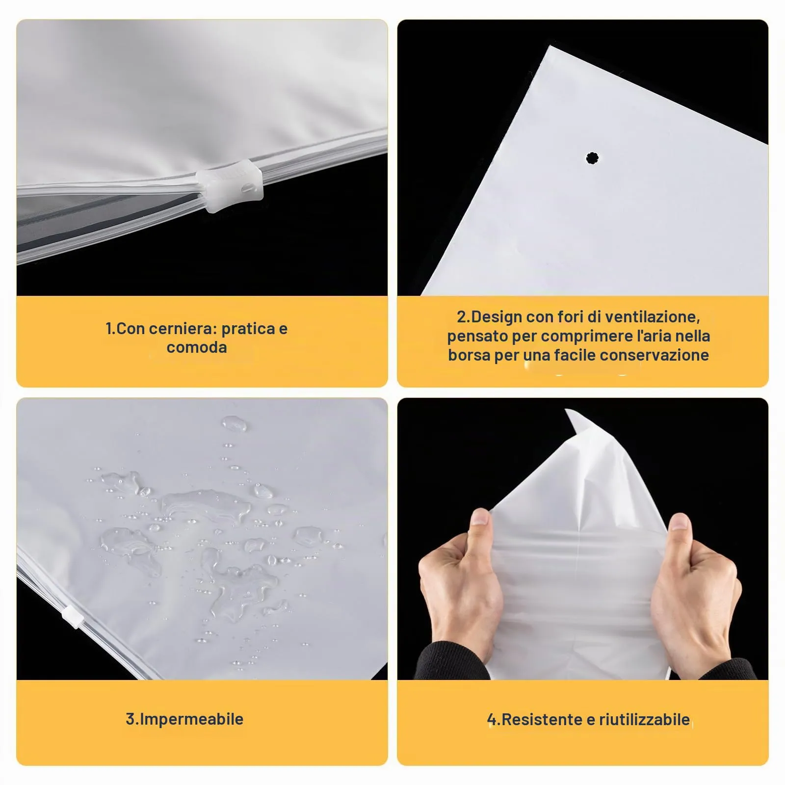 Carehabi Set di 30 Sacchetti Organizzatori da Viaggio Trasparenti con Cerniera, 40 x 30 cm e 45 x 30 cm - immagine 5