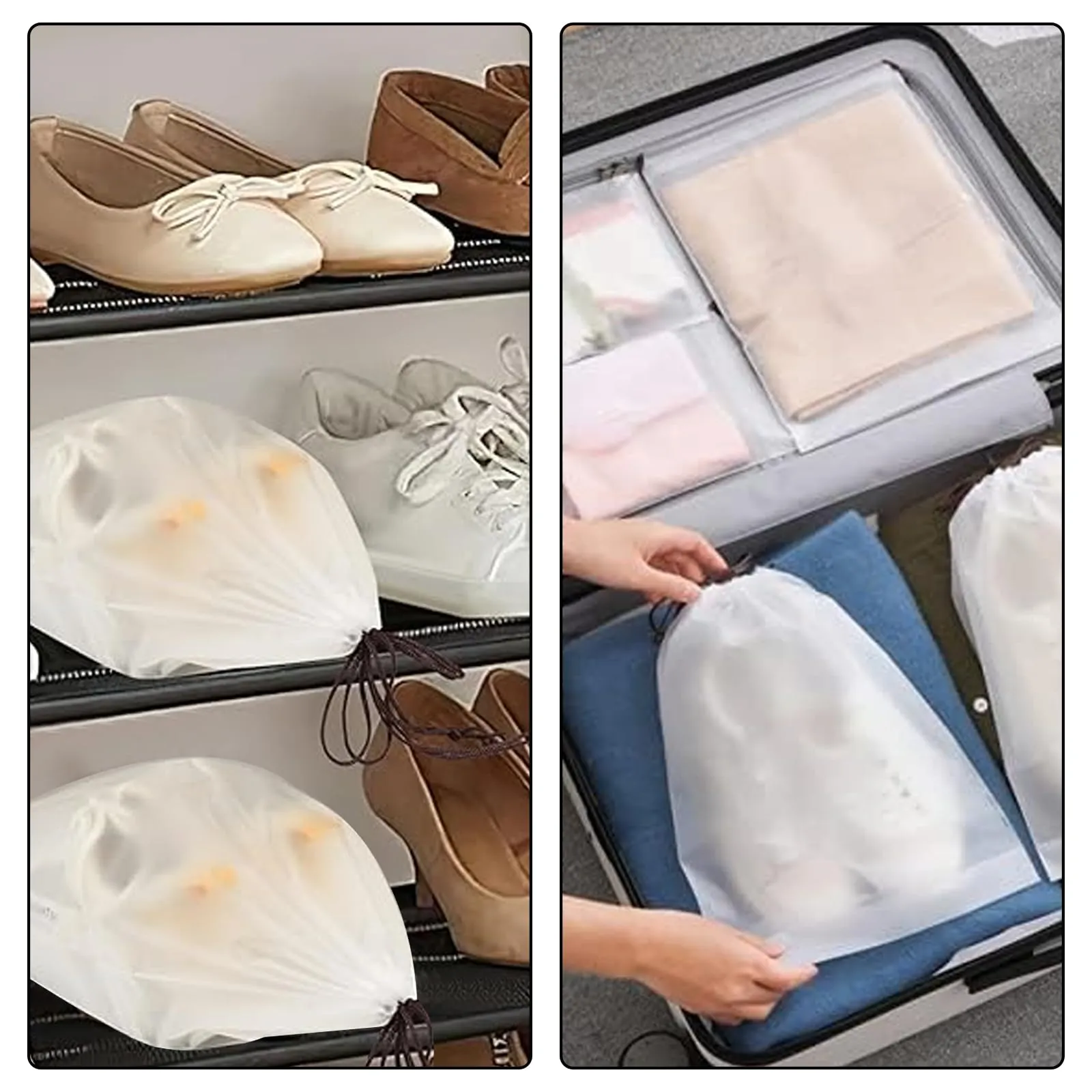 Littlegaofeithing Sacchetti Per Scarpe da Viaggio, 20 Pezzi, Trasparente, 29.5 x 40 cm - immagine 7