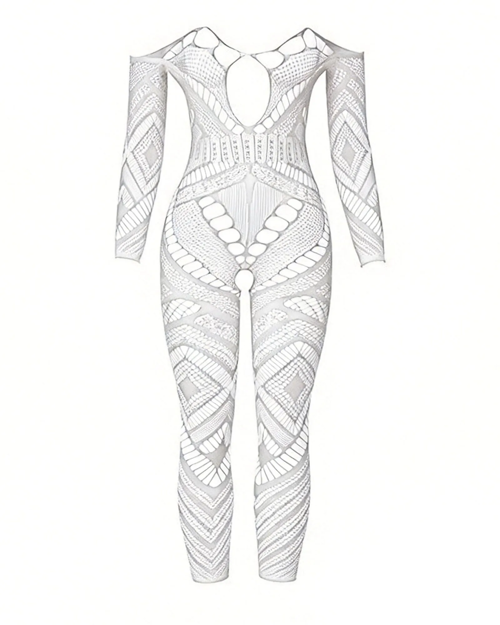 XIUSEMY Bodysuit a rete di pesce per donna, Bianco DZJ - immagine 5