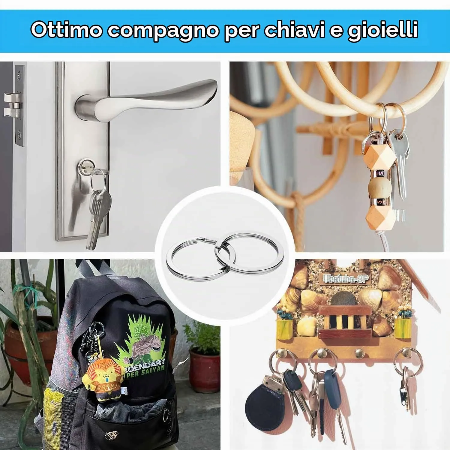 Wugauwor 50 Anelli Portachiavi in Ferro 30 mm, Design Piatto Argento - immagine 2