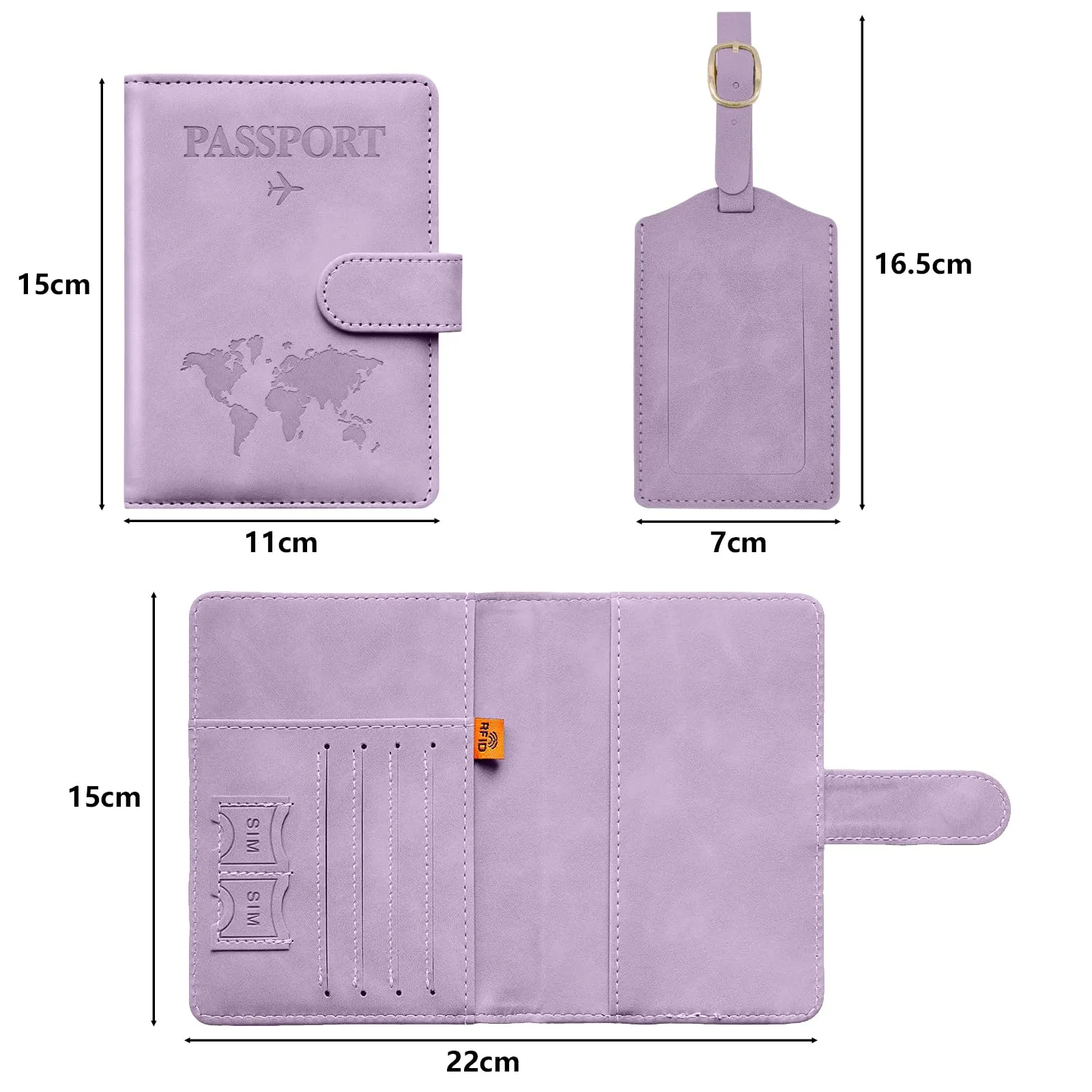 Toctax Porta Passaporto RFID con Etichetta per Bagaglio (Viola) - immagine 5