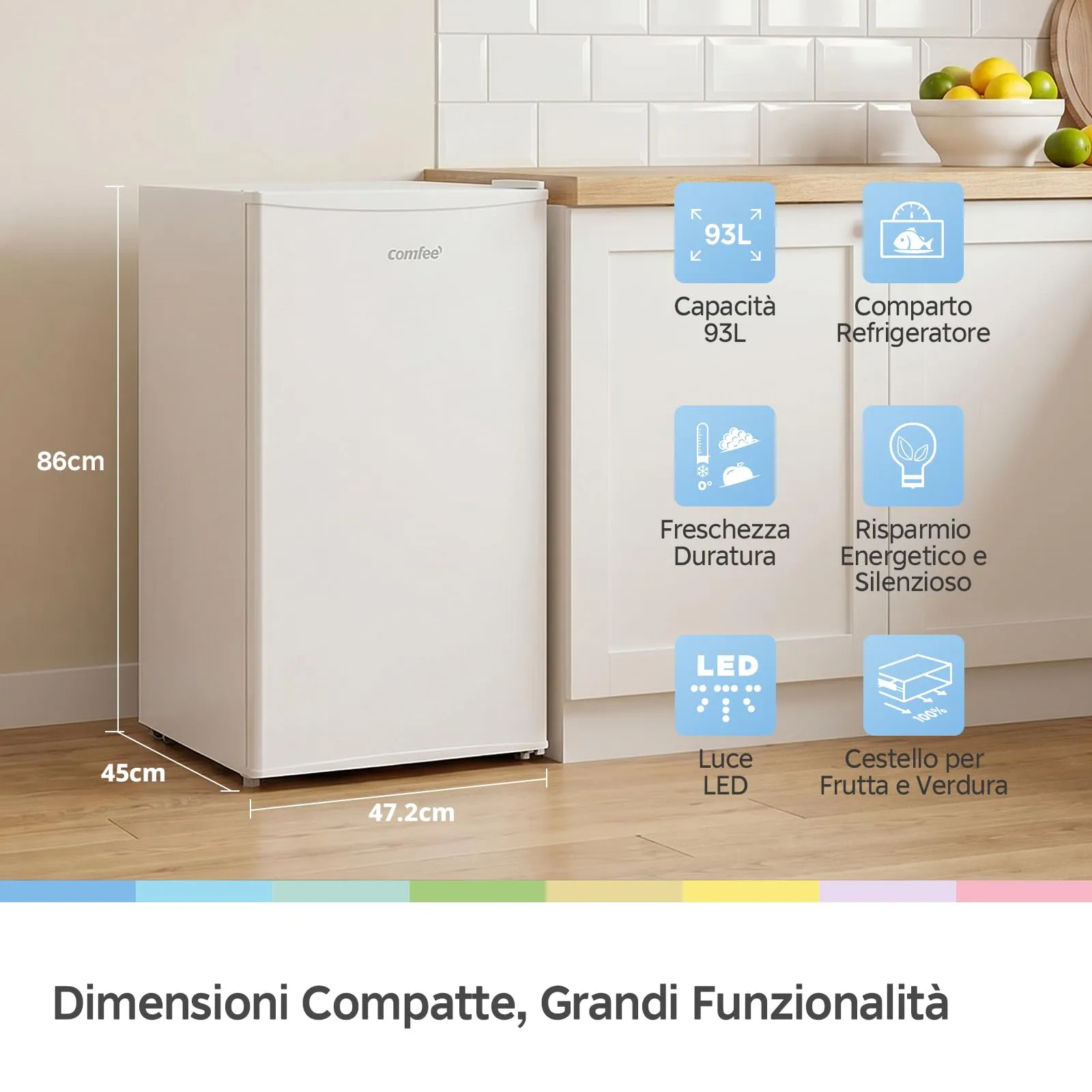 COMFEE' Frigorifero Monoporta 93L con Chiller Box, Bianco - immagine 3