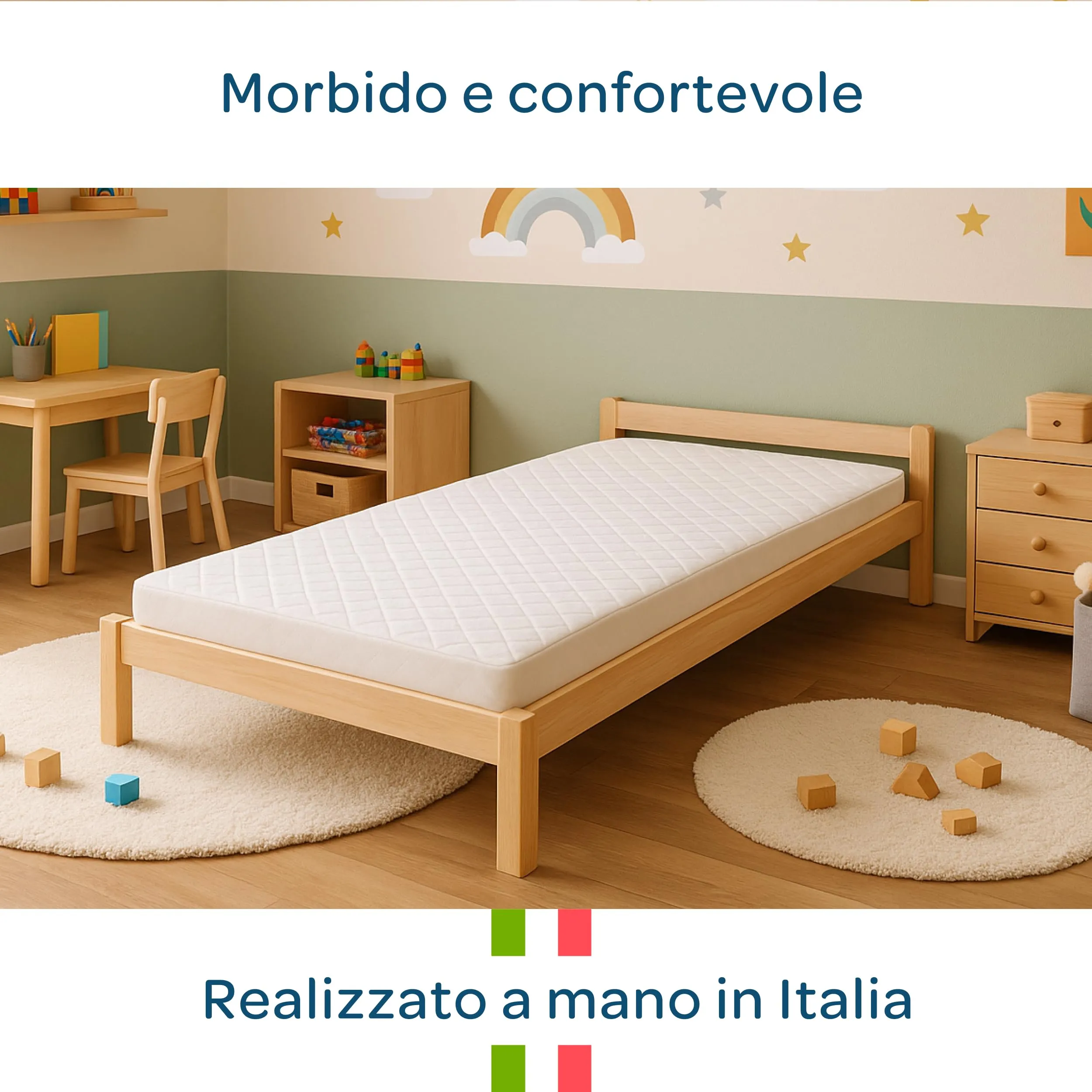 Dolci Sogni Materasso Bambini 120x190x14 cm, Schiuma Traspirante H2, Fodera Anallergica, Certificato Oeko Tex 100 e CertiPur, Made in Italy - immagine 6