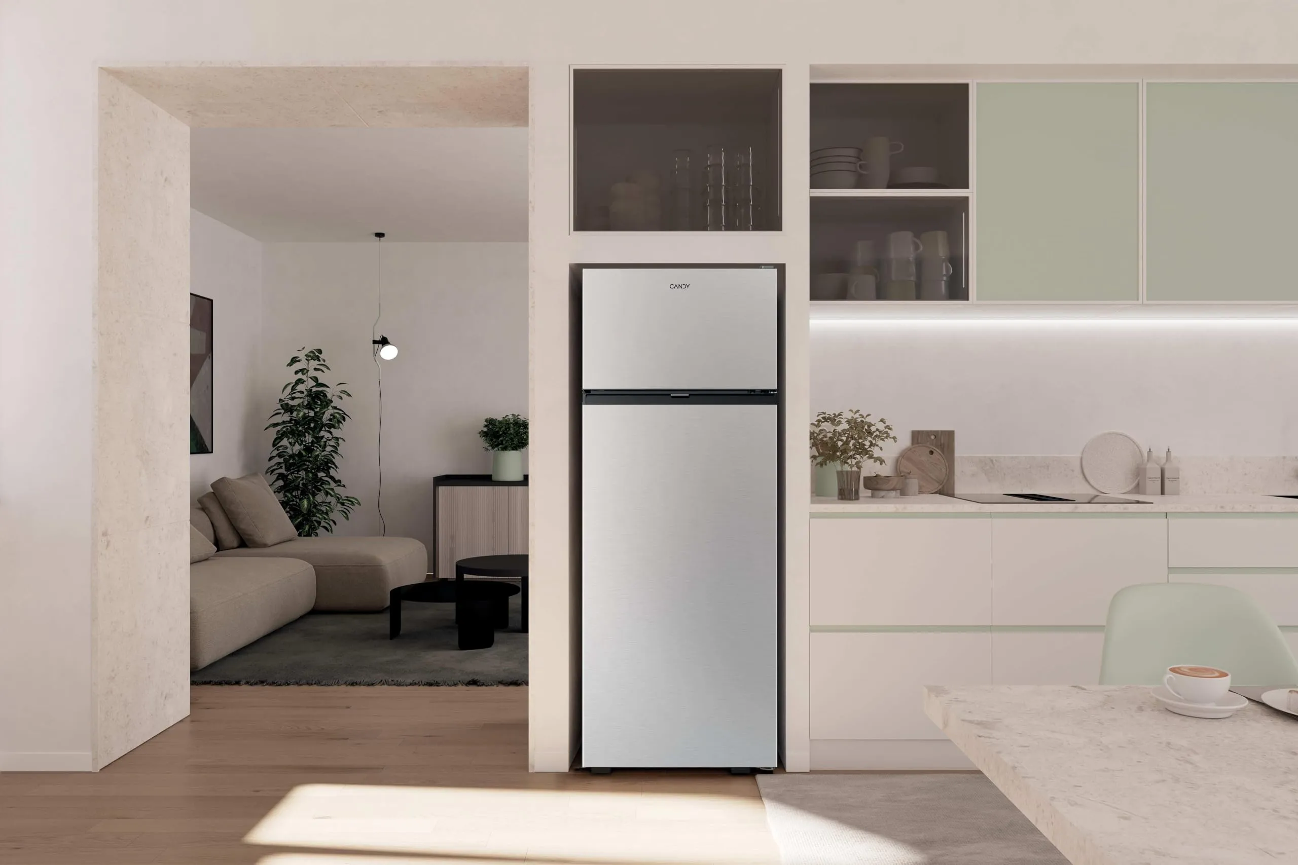 Candy Frigorifero Doppia Porta 206 Litri, Classe E, Inox - immagine 2
