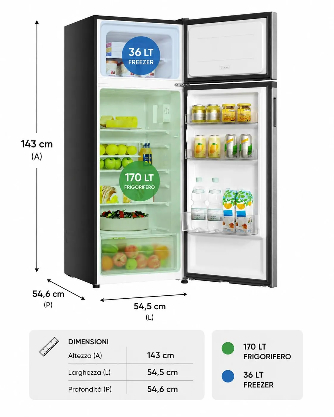 Candy Frigorifero Doppia Porta 206 Litri, Classe E, Inox - immagine 3