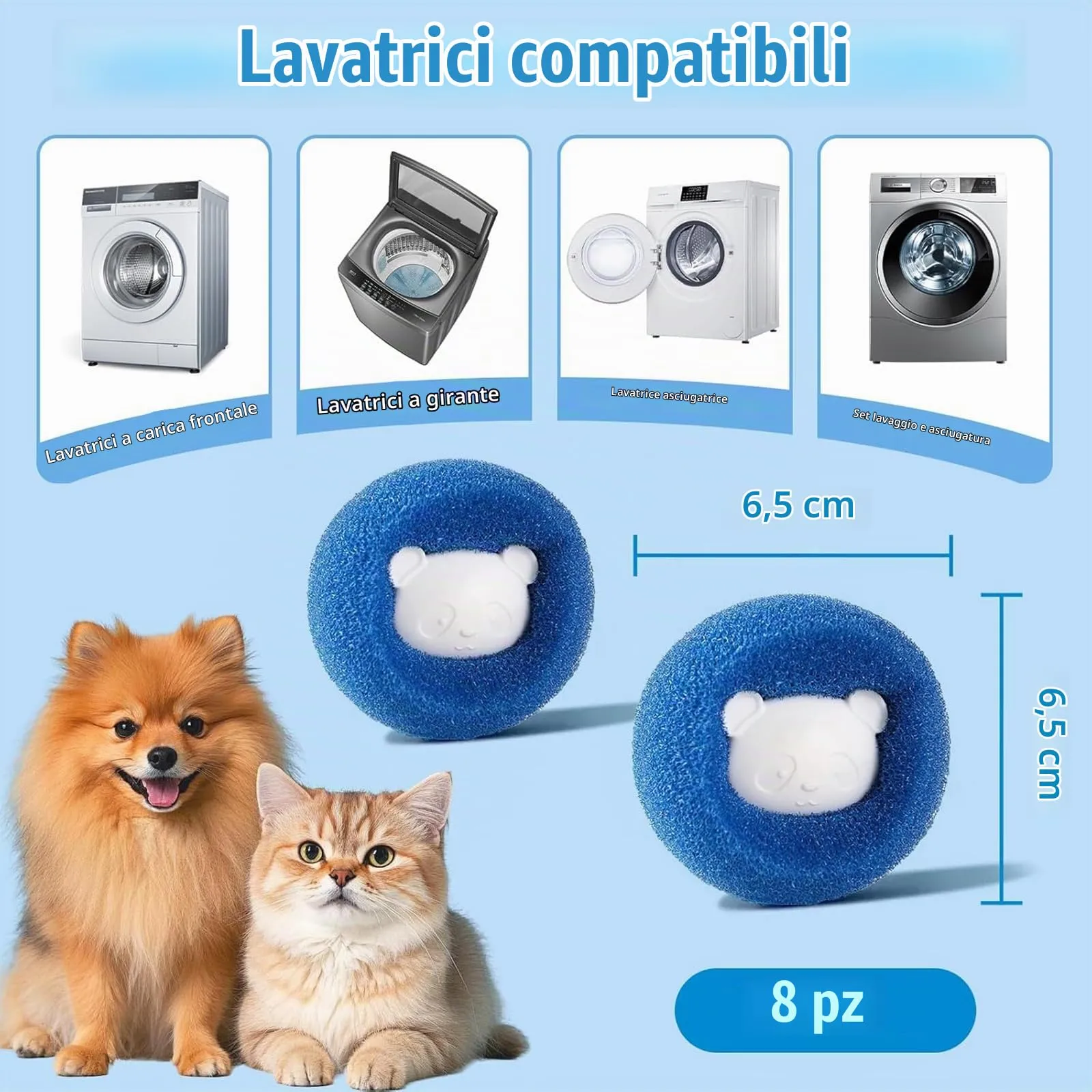 Chiosa Cattura Pelo Lavatrice, 8 Pezzi - immagine 3