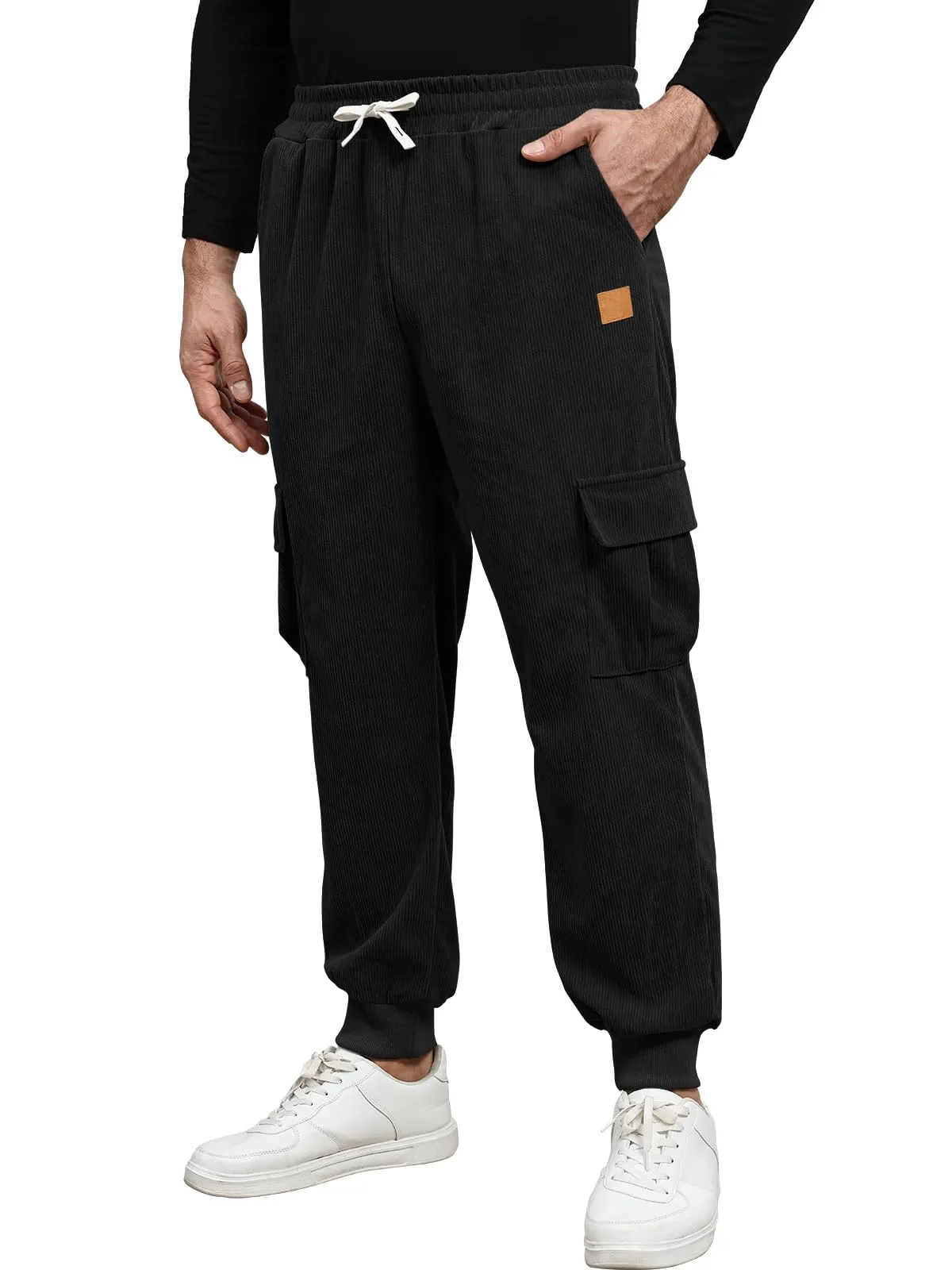 Suwangi Pantaloni Jogging Cargo in Velluto a Coste da Uomo - immagine 1