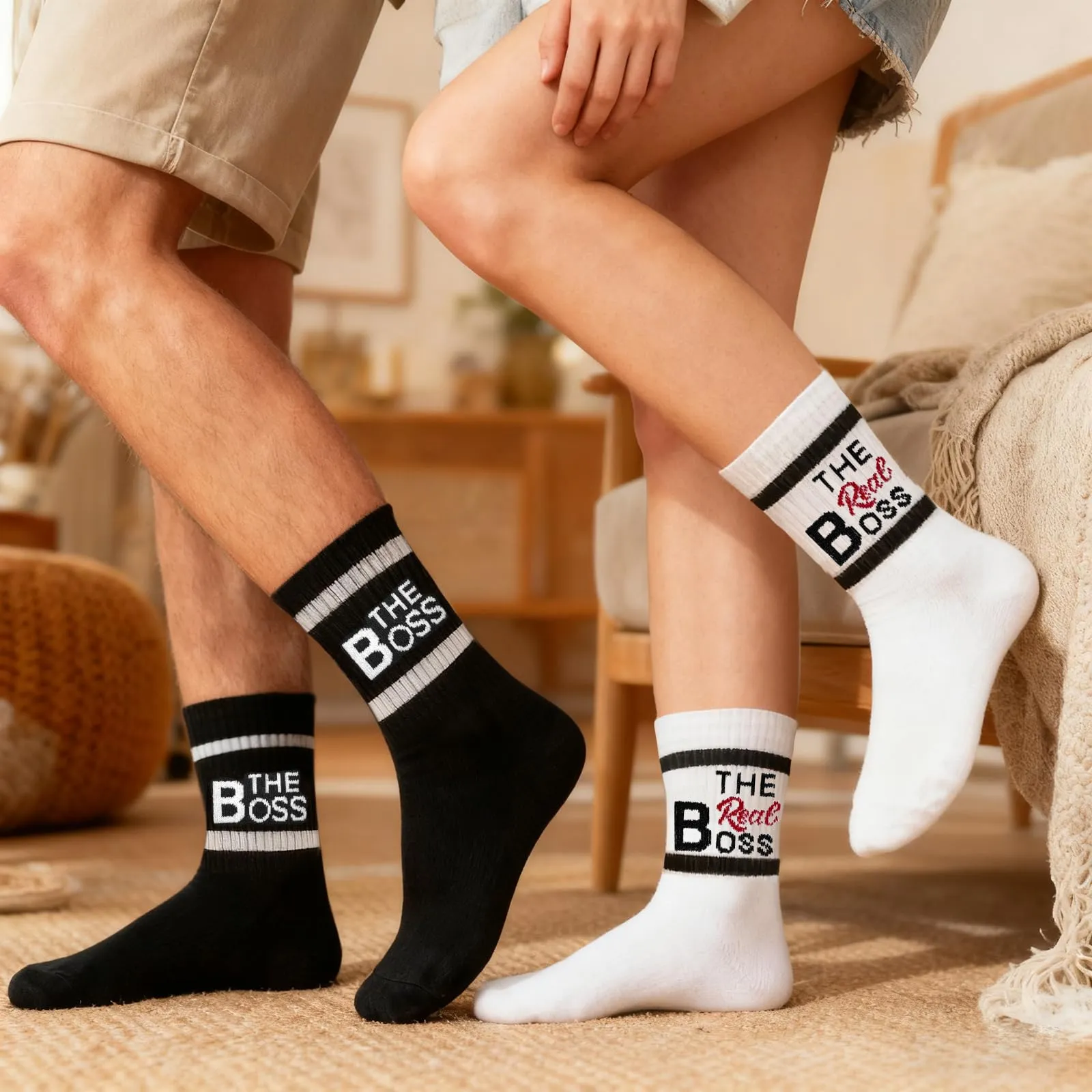 Yalucky Calzini Divertenti per Coppie Boss & Capo, 2 Paia Unisex - immagine 2
