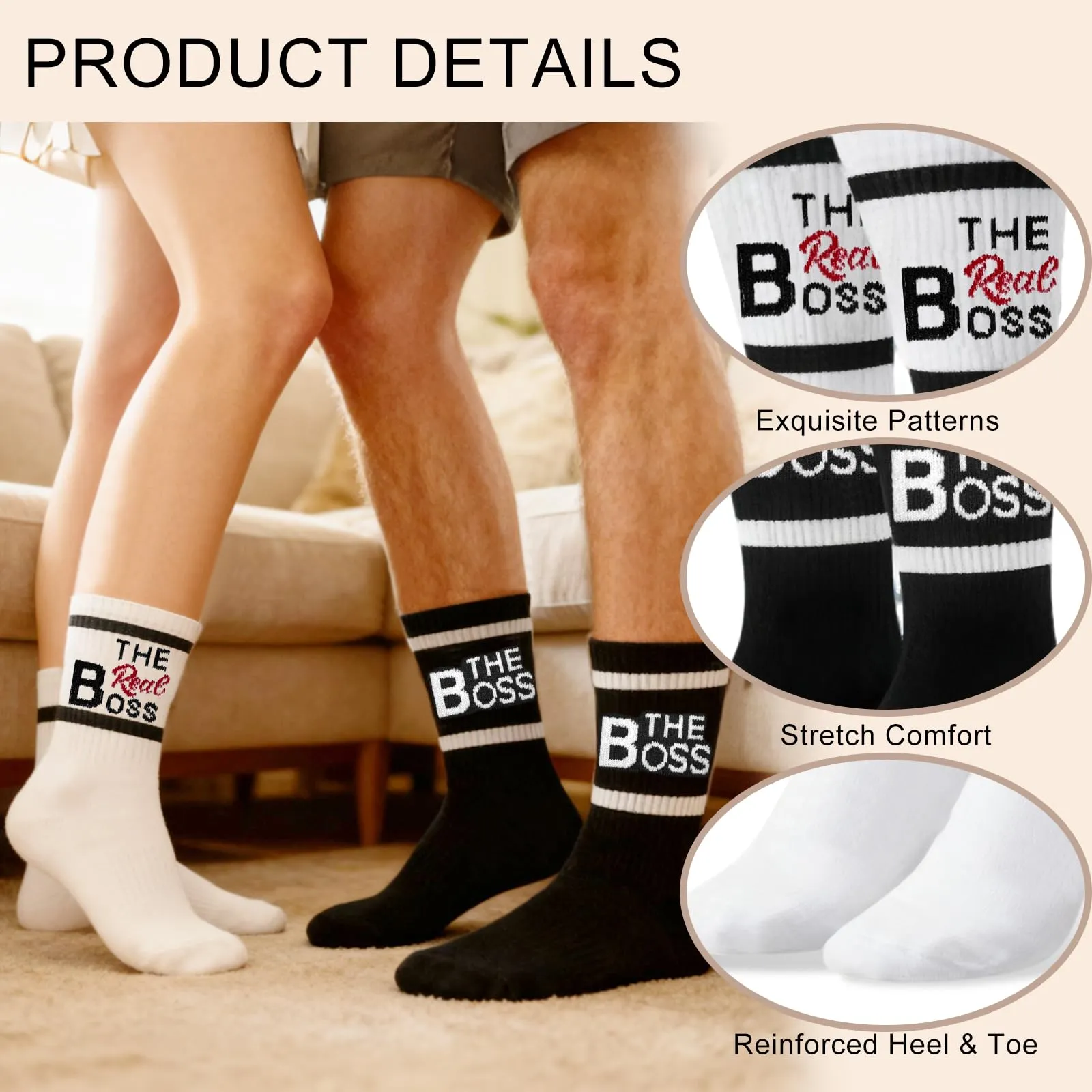 Yalucky Calzini Divertenti per Coppie Boss & Capo, 2 Paia Unisex - immagine 7