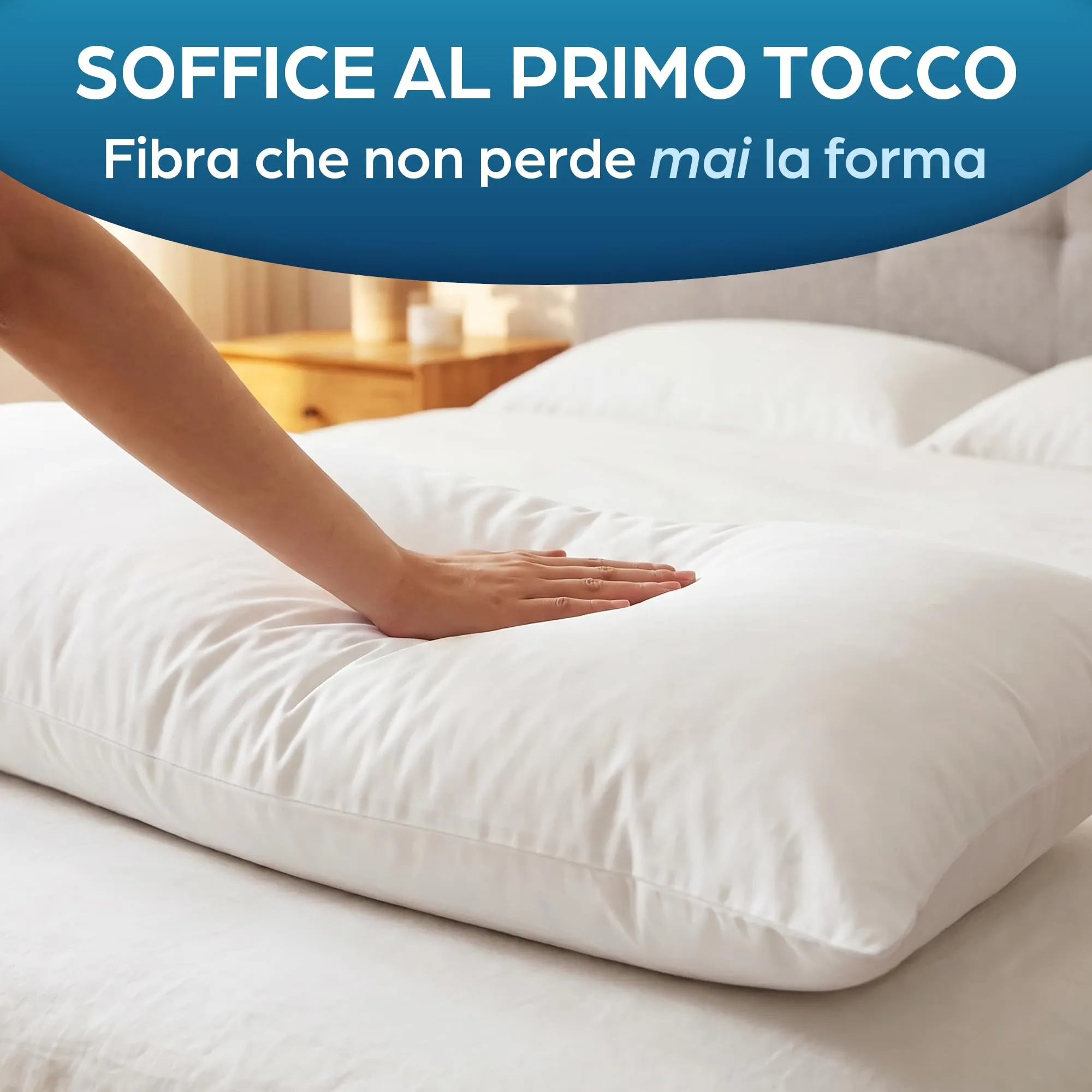 Flowen Cuscino Letto 40x145, Guanciale Lungo Antiacaro Anallergico Traspirante, Poliestere, Bianco - immagine 3