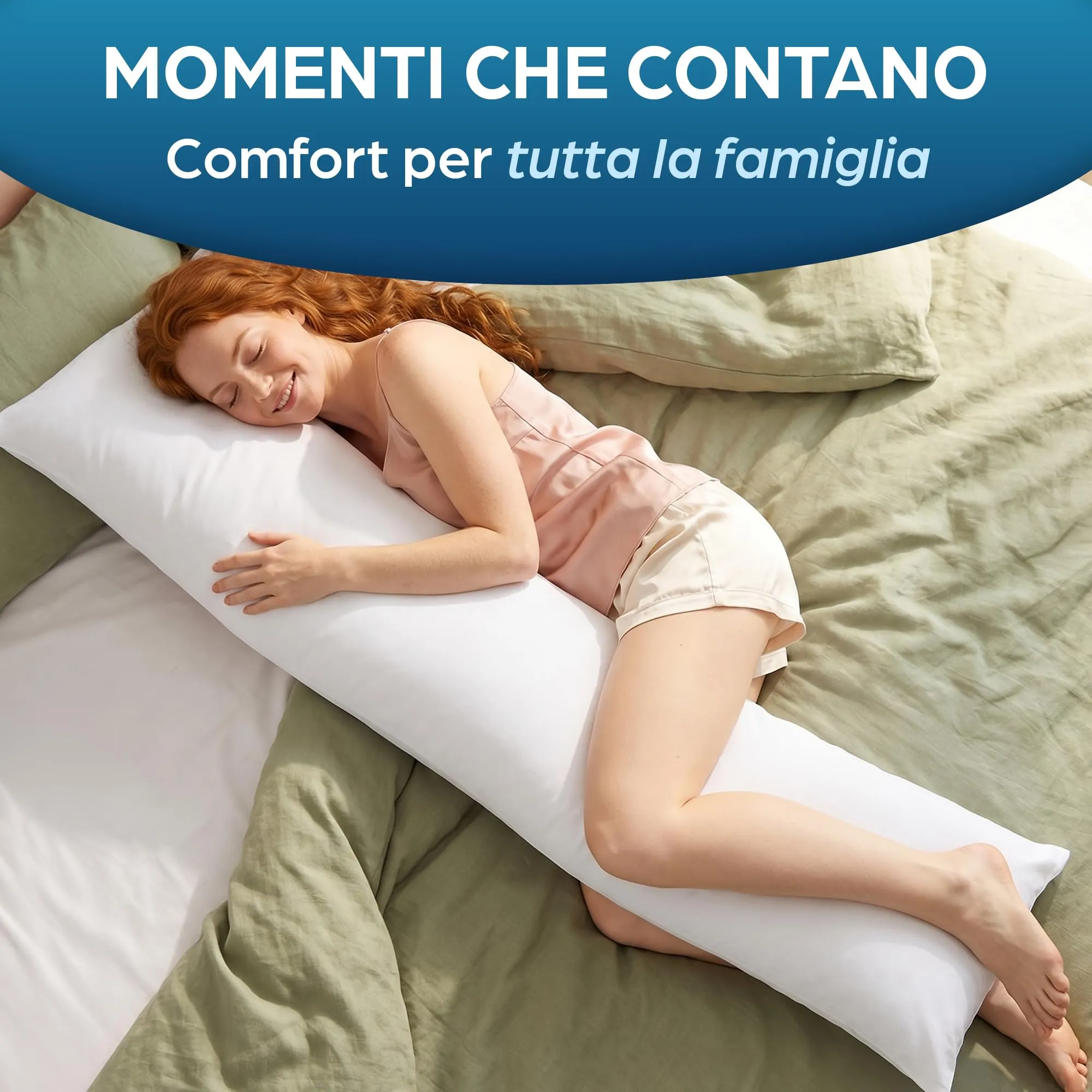 Flowen Cuscino Letto 40x145, Guanciale Lungo Antiacaro Anallergico Traspirante, Poliestere, Bianco - immagine 7