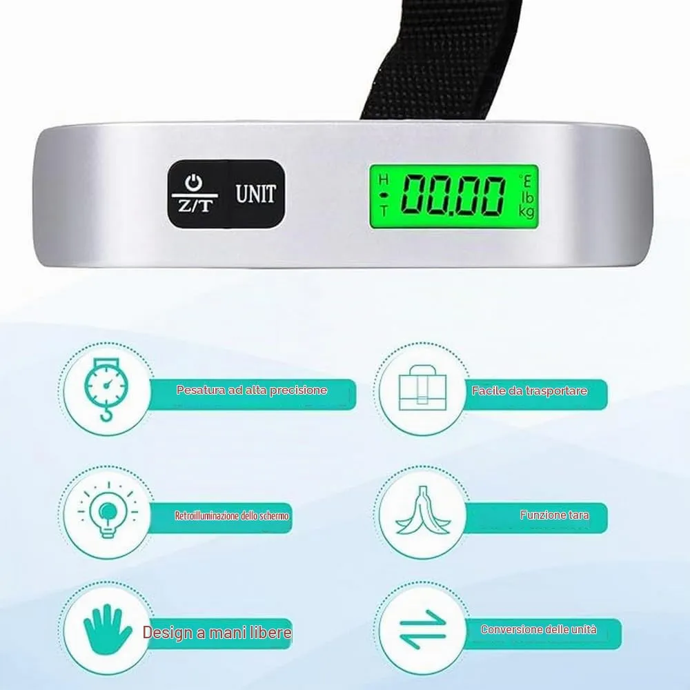 Blendura Bilancia Valigia Digitale Portatile, 50 kg / 110 lb, Grigio - immagine 2