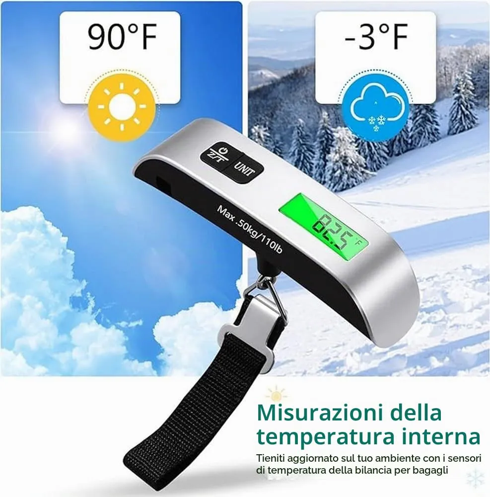 Blendura Bilancia Valigia Digitale Portatile, 50 kg / 110 lb, Grigio - immagine 4