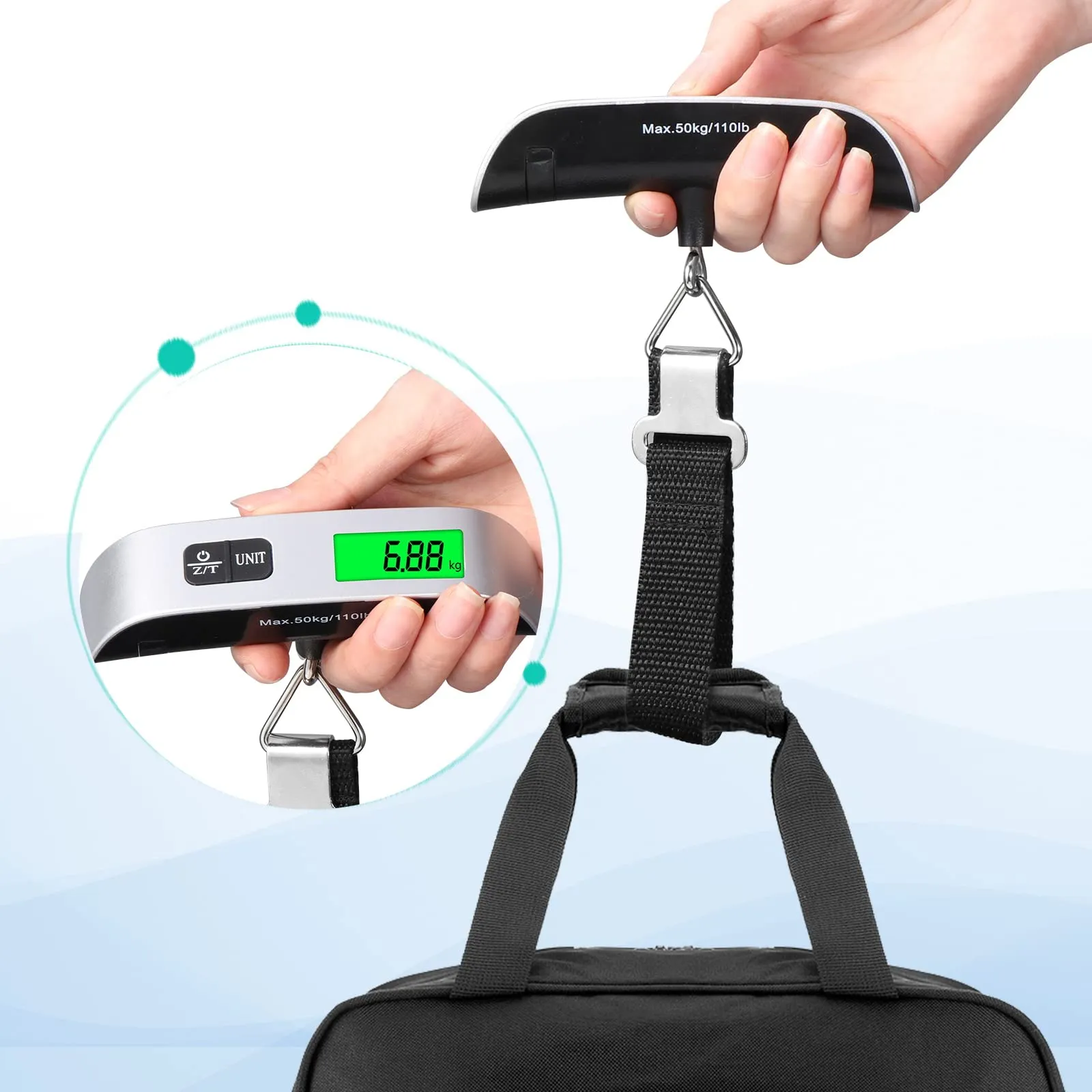 Blendura Bilancia Valigia Digitale Portatile, 50 kg / 110 lb, Grigio - immagine 6