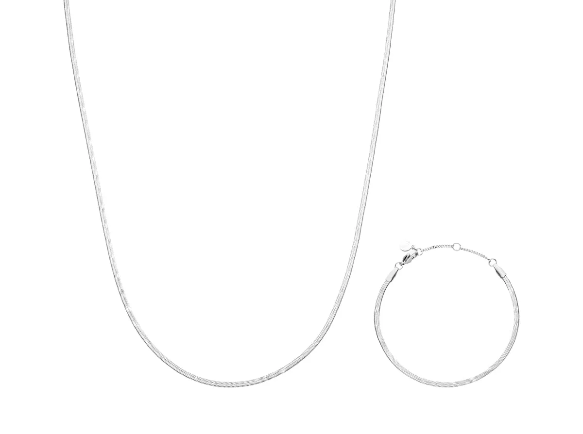 LUUK LIFESTYLE Set di collana e bracciale a catena serpente, argento - immagine 1