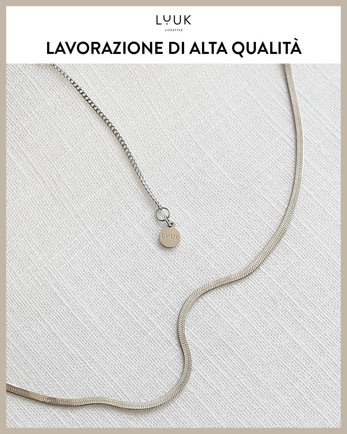 LUUK LIFESTYLE Set di collana e bracciale a catena serpente, argento - immagine 2