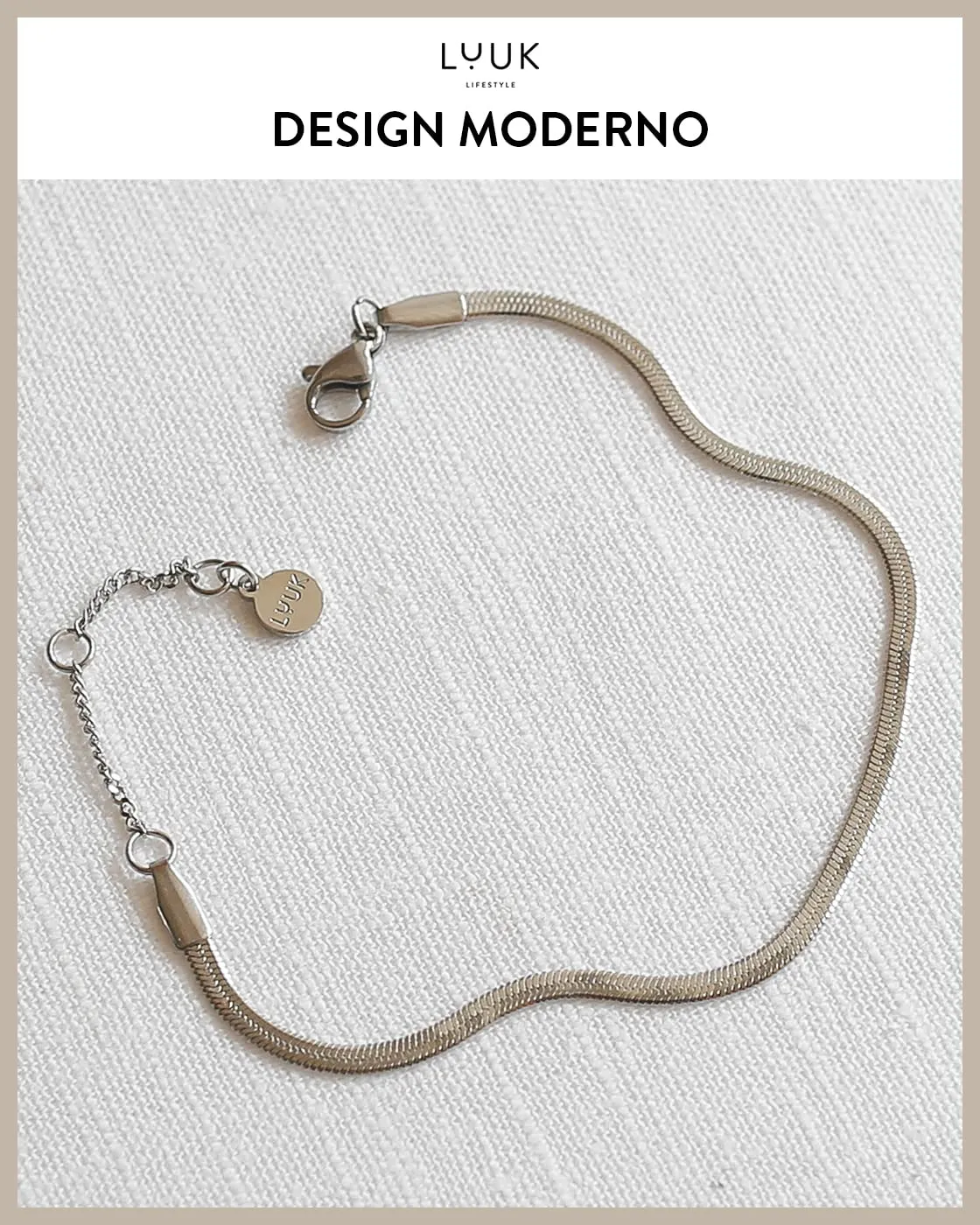 LUUK LIFESTYLE Set di collana e bracciale a catena serpente, argento - immagine 3