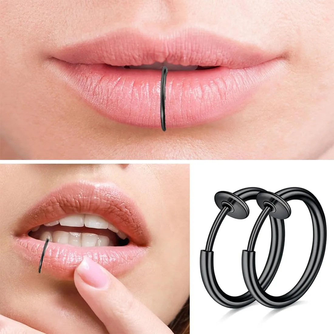 WKRTDY Orecchini Clip Magnetici in Acciaio Inossidabile Senza Buco, Set da 4 Paia, 8 mm e 10 mm, Nero e Argento - immagine 4