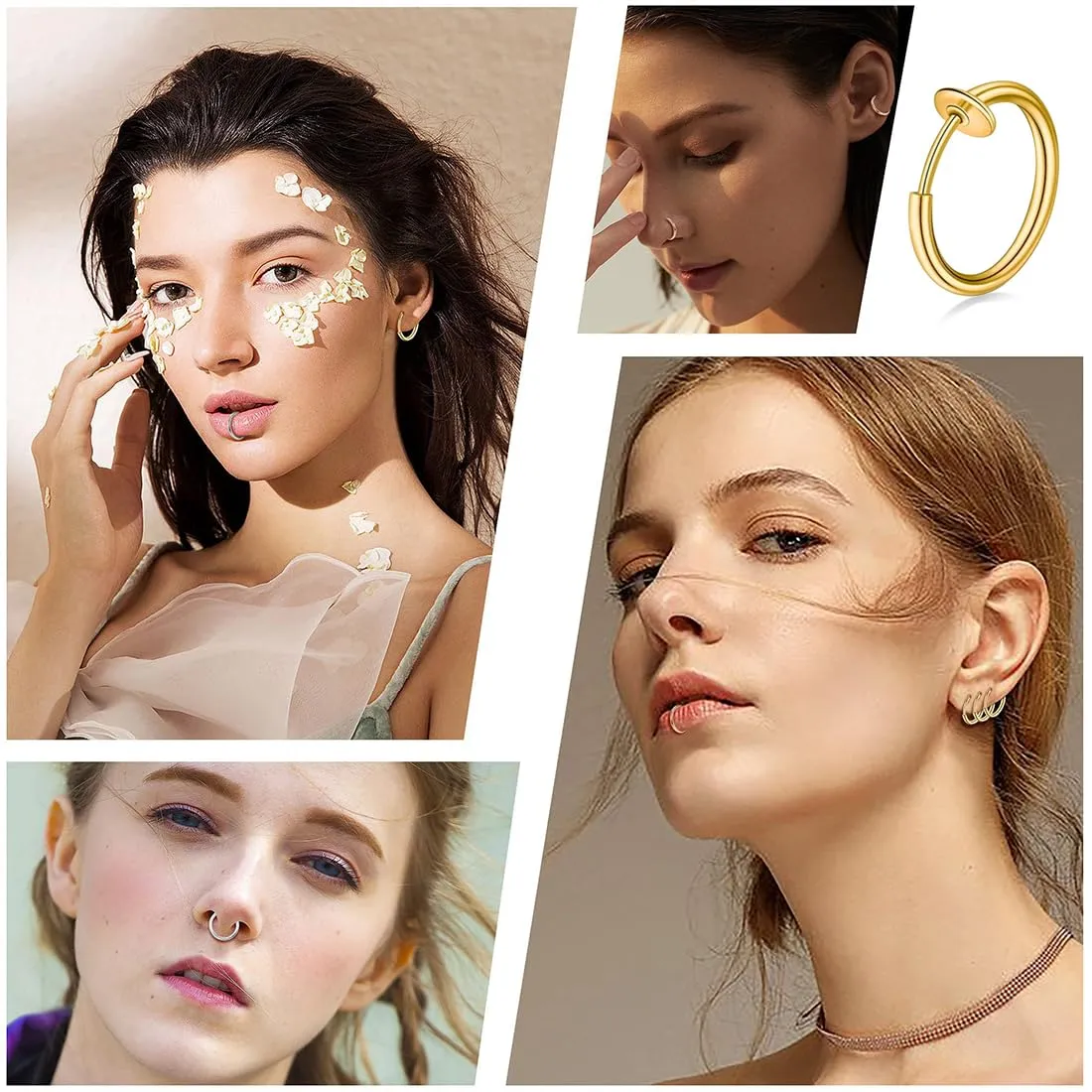 WKRTDY Set di 4 paia di orecchini clip senza piercing in acciaio inossidabile, Oro e Argento - immagine 6