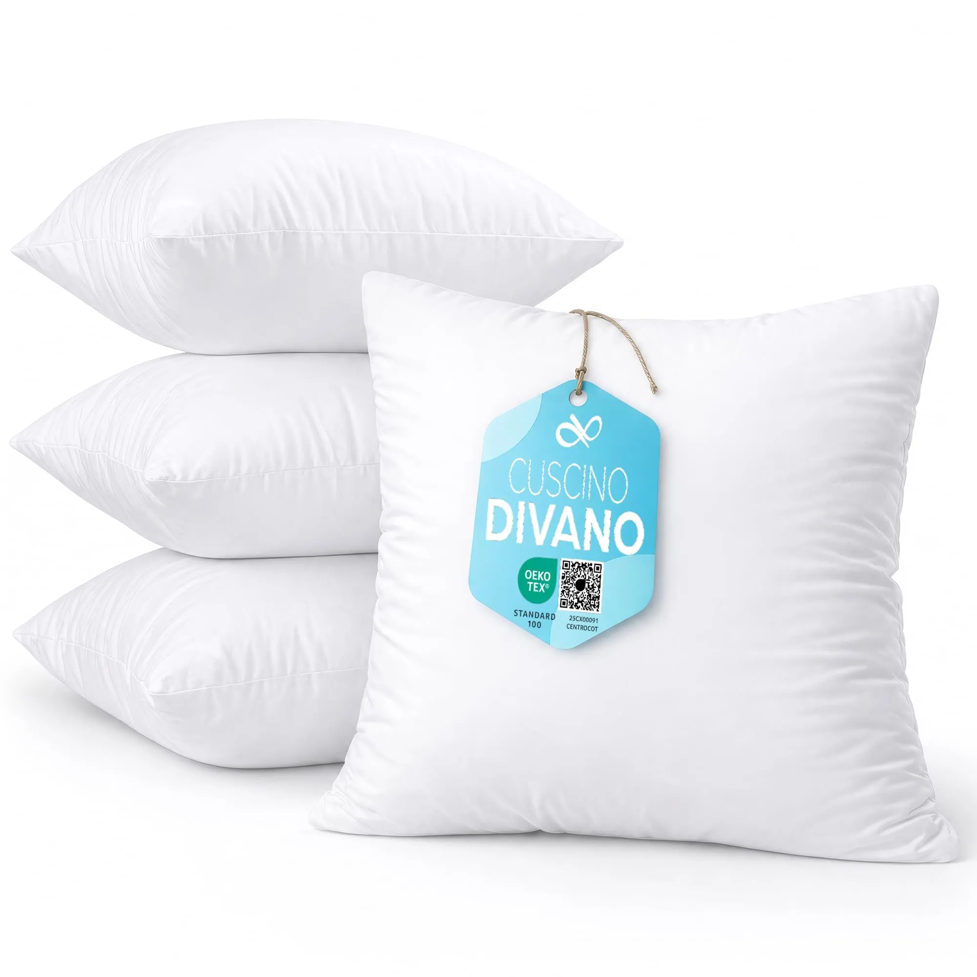 Flowen Imbottitura Cuscini Interni 35x35, 4 Pezzi, Poliestere Bianco, Anallergici e Antiacaro - immagine 1
