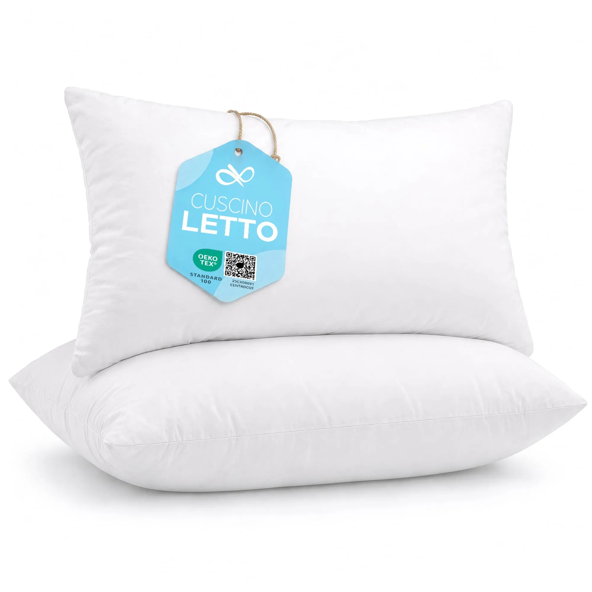 Flowen Cuscini Letto Guanciali 40x70, Set di 2, Antiacaro Anallergico Traspirante in Poliestere Bianco - immagine 1