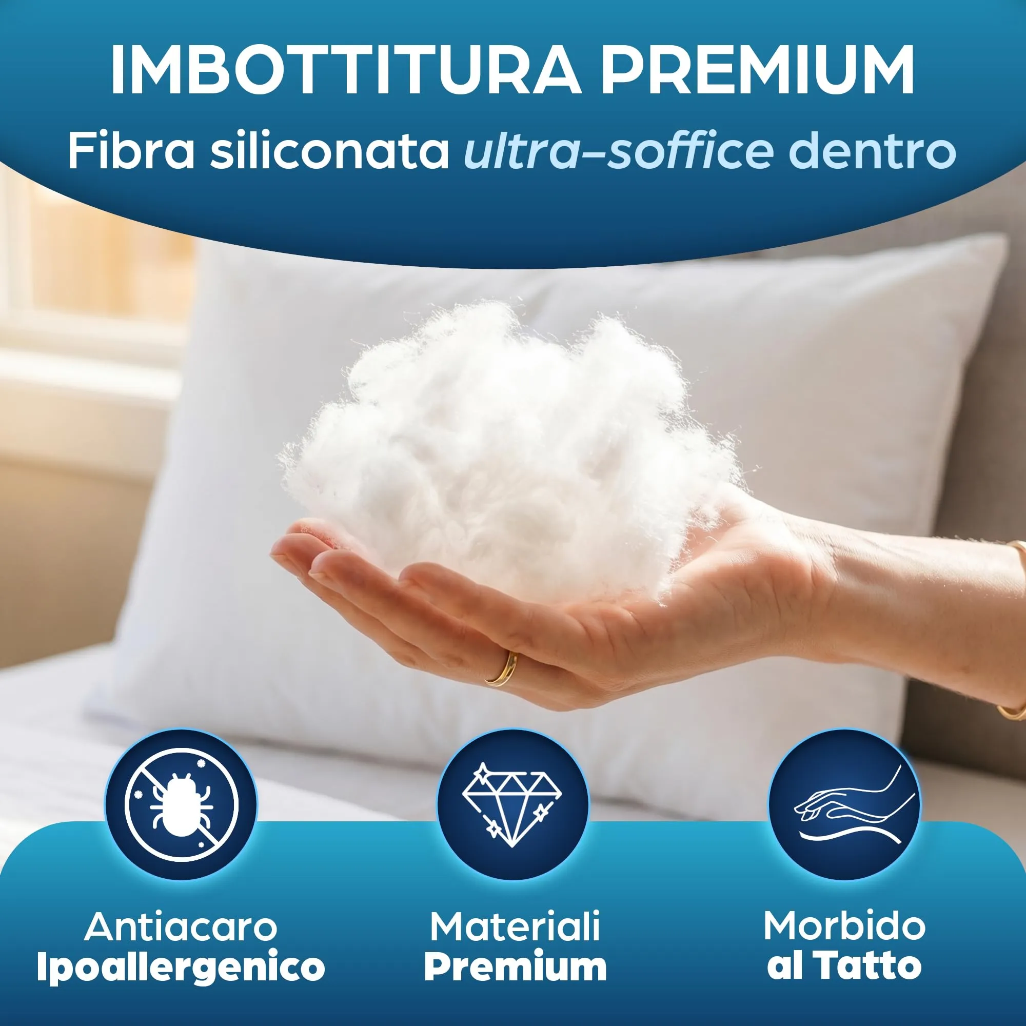 Flowen Cuscini Letto, Coppia di Guanciali 50x80, Antiacaro, Anallergico, Traspirante, Poliestere Lavabile - immagine 4