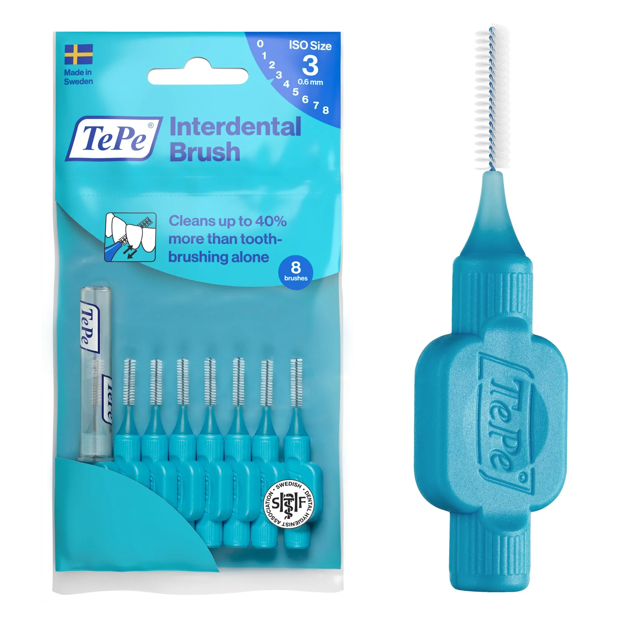TePe Original Interdental Brushes, Blue, 0.6mm (ISO 3), 8 pieces - immagine 1