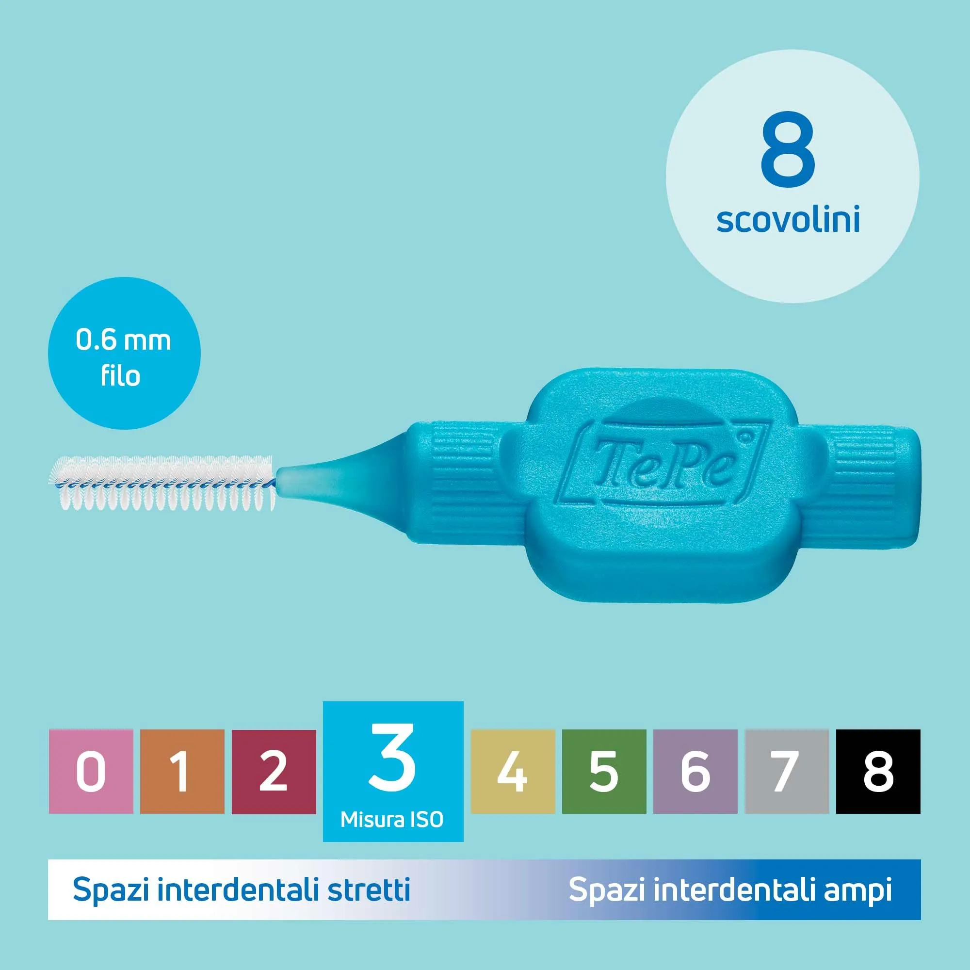 TePe Original Interdental Brushes, Blue, 0.6mm (ISO 3), 8 pieces - immagine 3