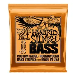Ernie Ball Hybrid Slinky Nickel Plated Electric Bass Strings, 45-105 - immagine 1