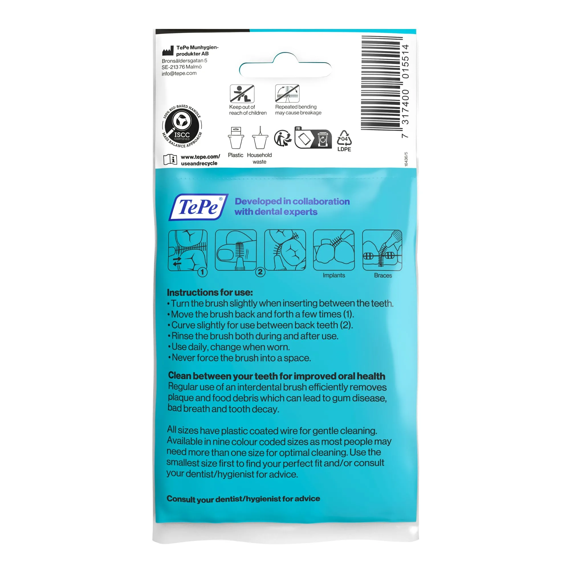 TePe Original Scovolino Interdentale, Nero, 1.5mm (ISO 8), 8pz - immagine 2