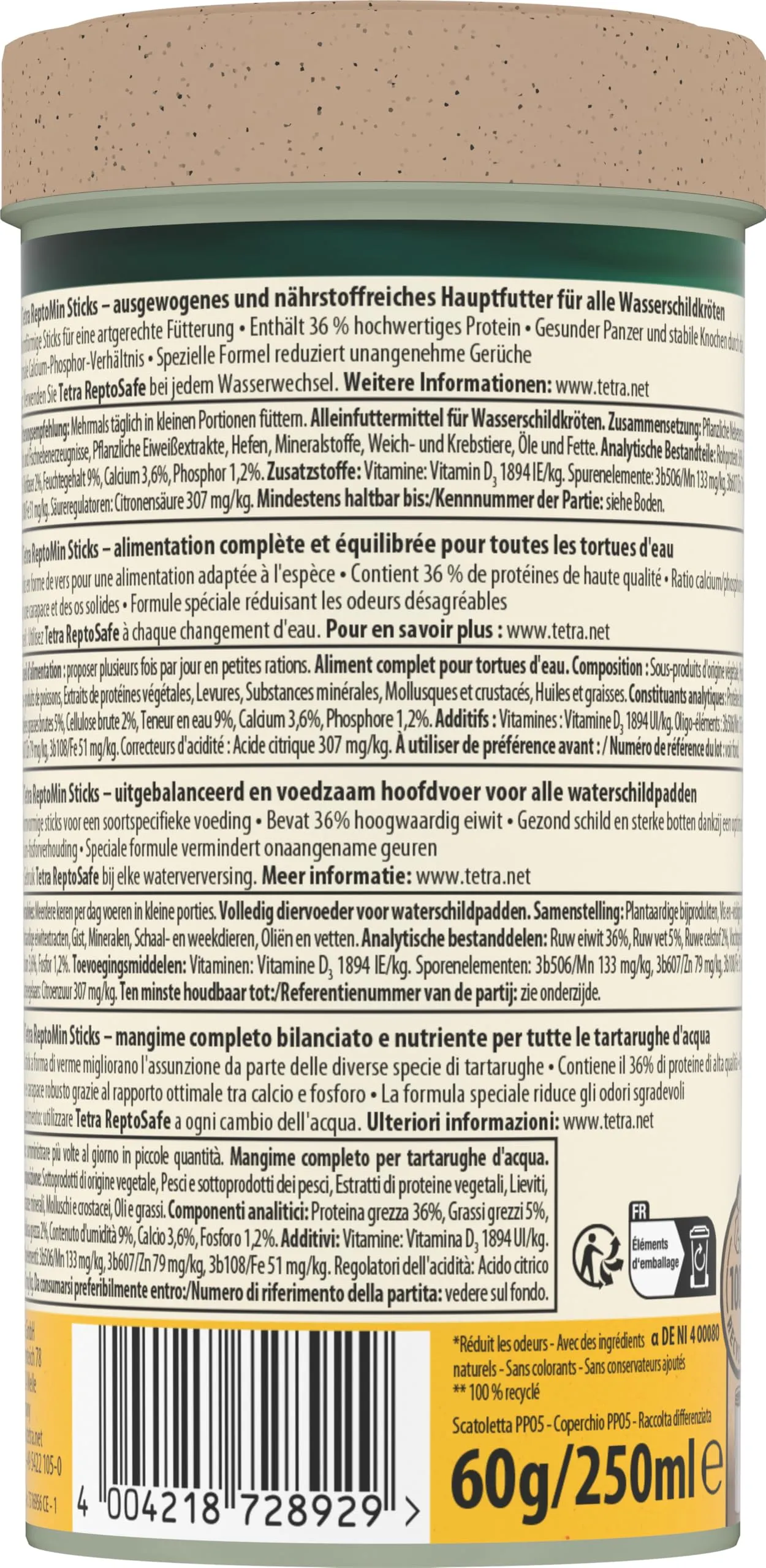 Tetra ReptoMin Sticks Alimento Base per Tartarughe Acquatiche, 250 ml - immagine 11