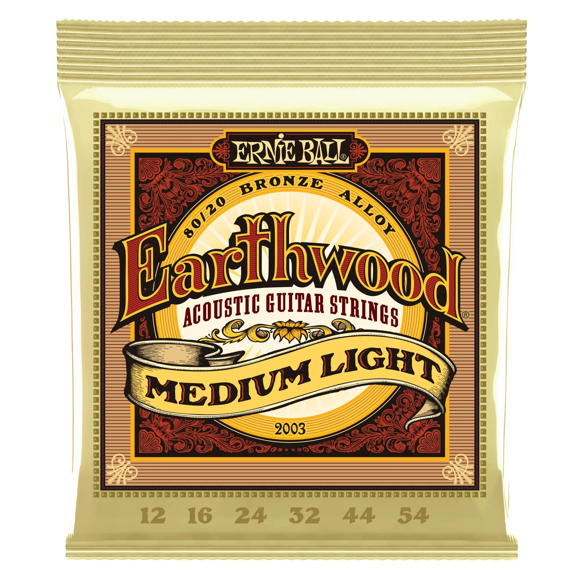 Ernie Ball Earthwood 80/20 Bronze Acoustic Guitar Strings, Medium Light 12-54 - immagine 1