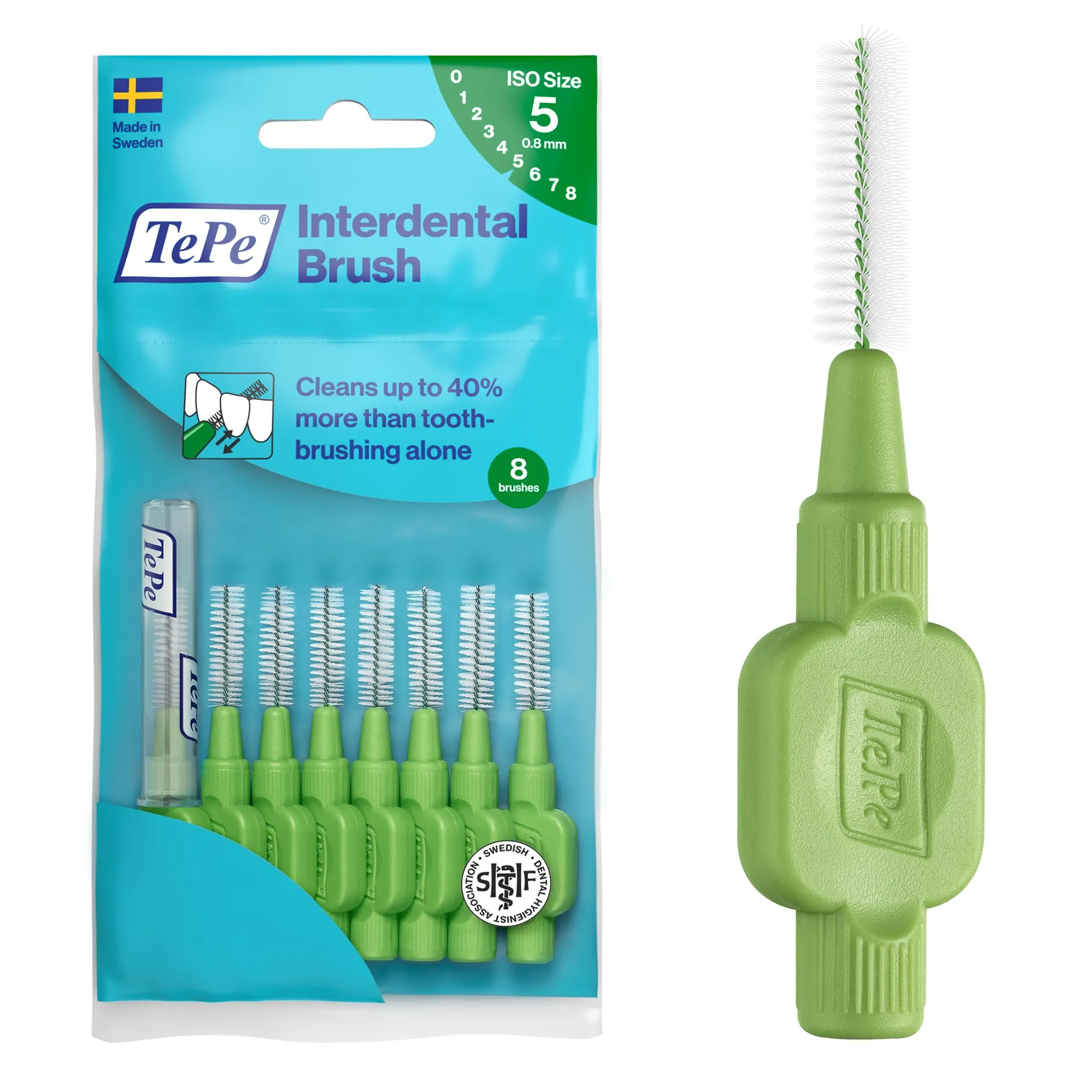 TePe Original Scovolini Interdentali, Verde, 0.8 mm (ISO 5), 8 pezzi - immagine 1